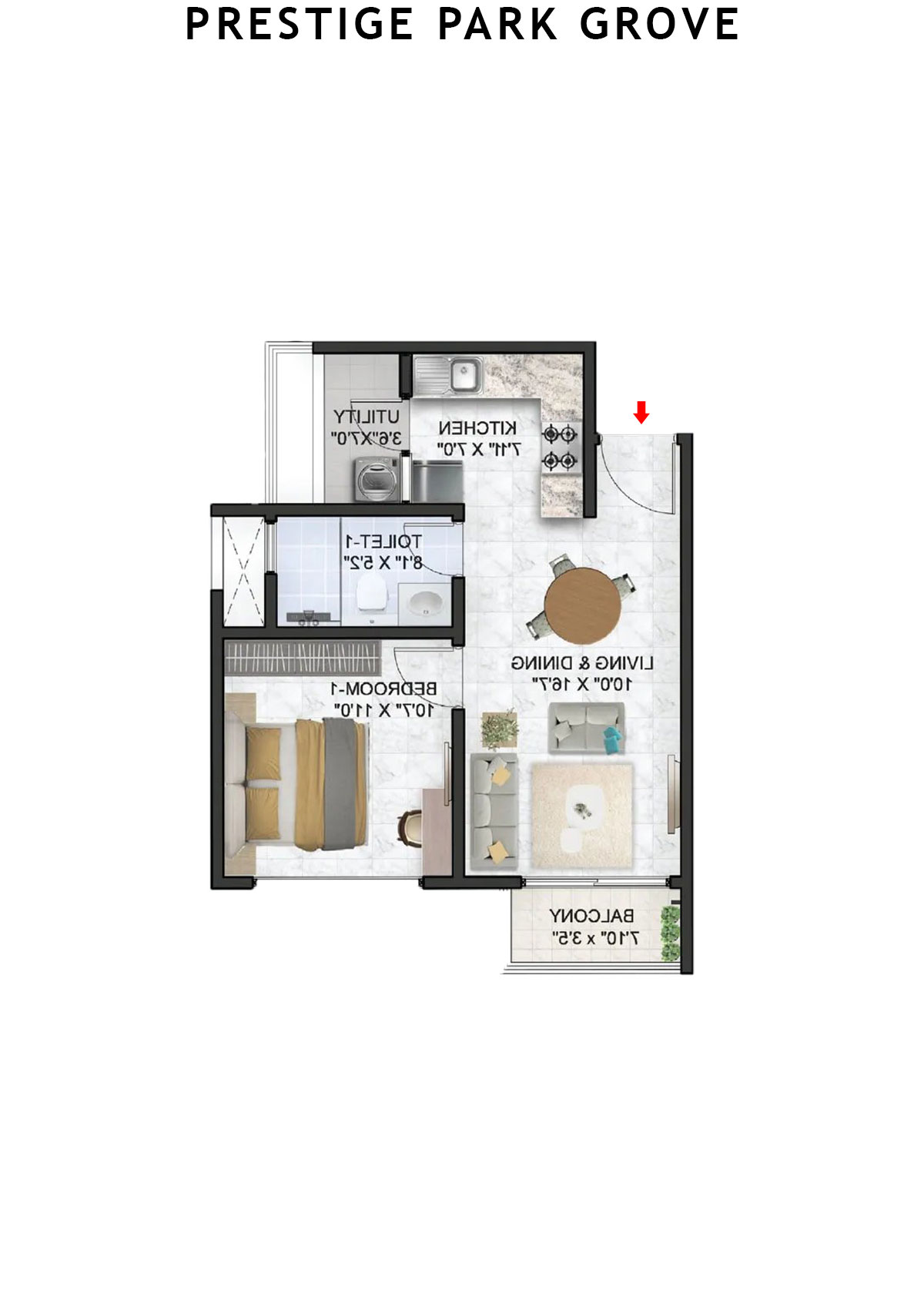 Prestige Park Grove Tower 19 Unit 2 (Type A1) Floor Plan