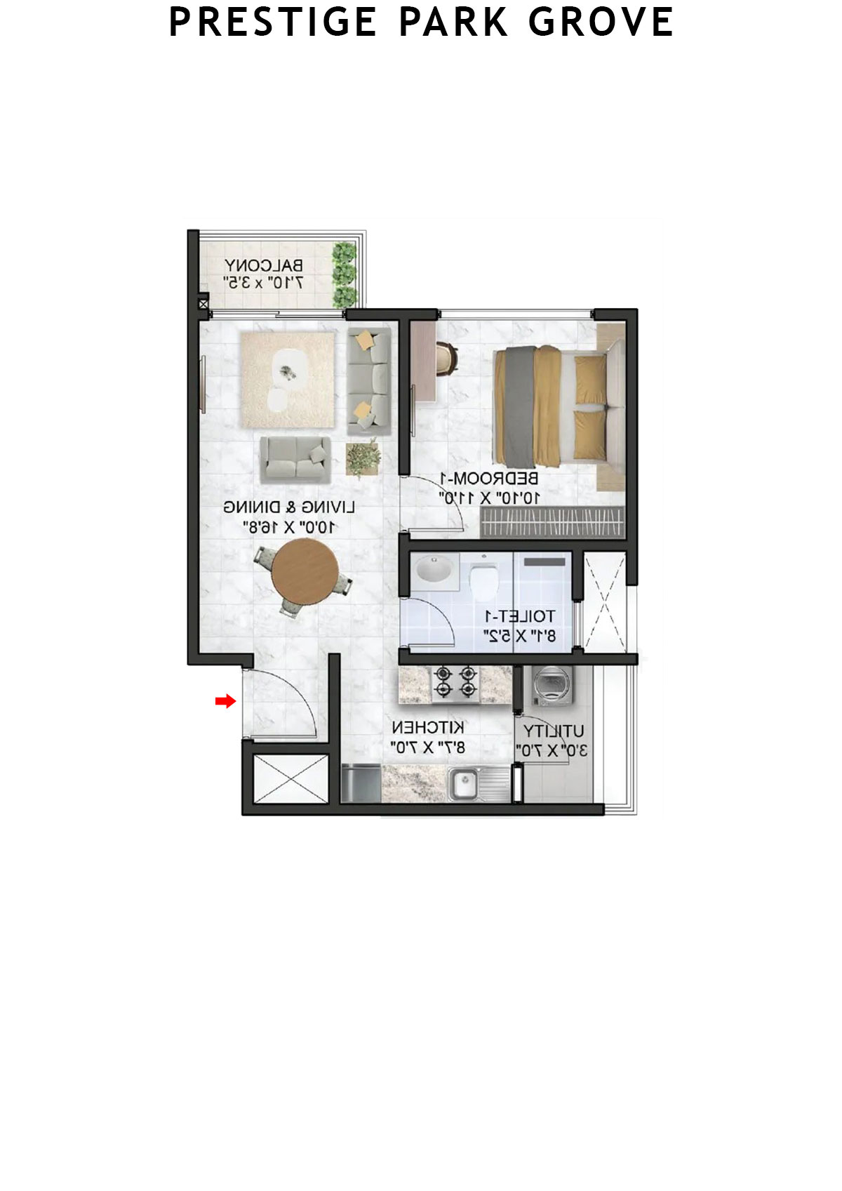 Prestige Park Grove Tower 19 Unit 8 (Type A2) Floor Plan