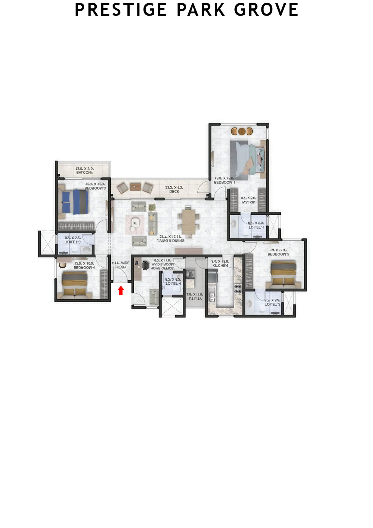 Prestige Park Grove Tower 1 Unit 3 (Type F1) Floor Plan