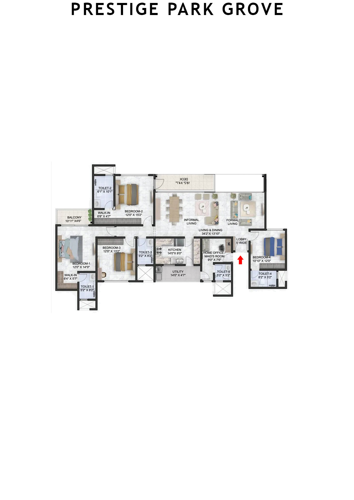 Prestige Park Grove Tower 2 Unit 2 (Type G2) Floor Plan