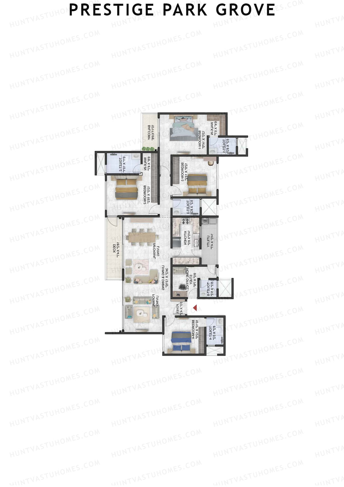 Prestige Park Grove, Tower 3, Unit 1 (Type G2), 4BHK, Super Area 2660   sq ft 