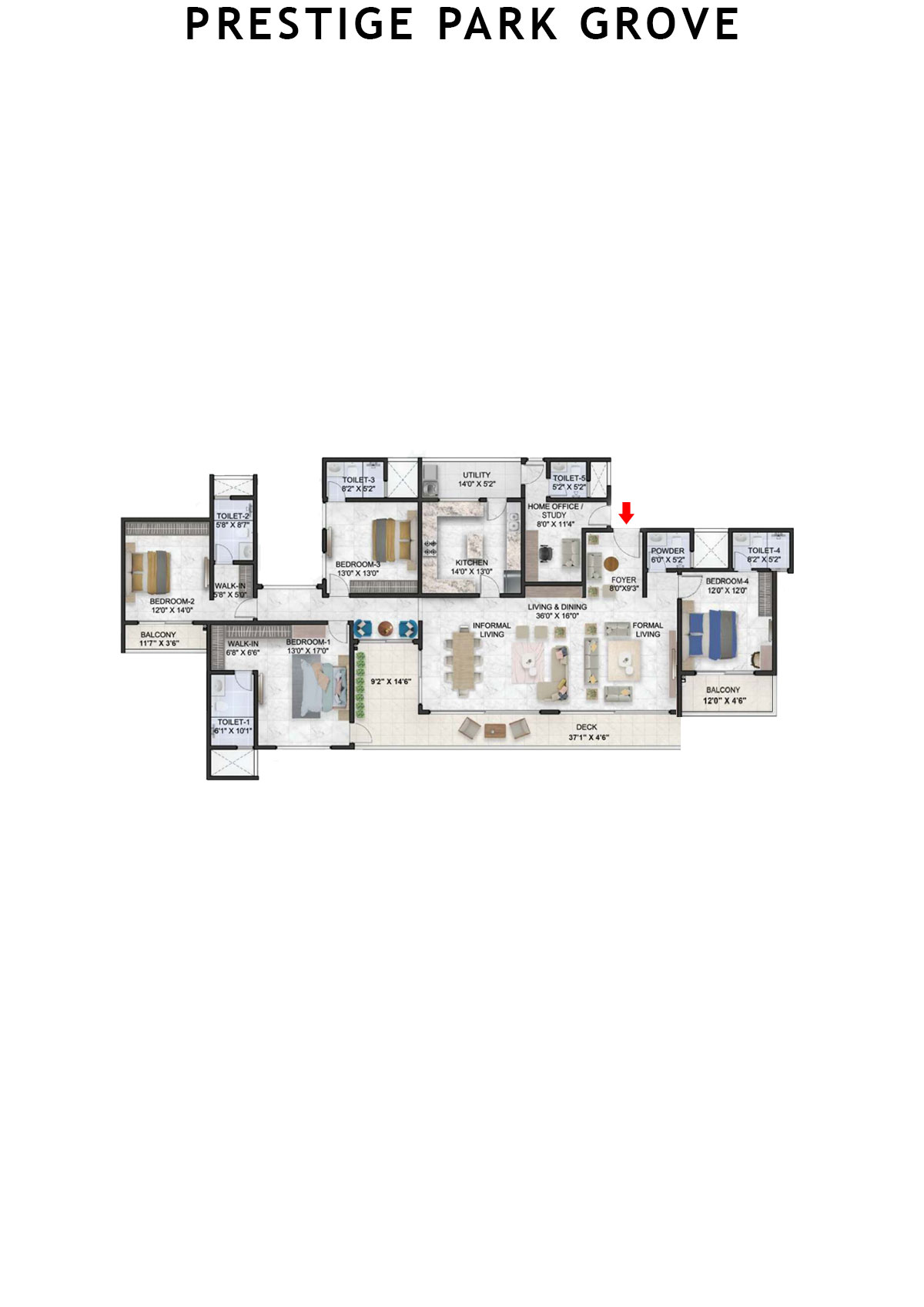 Prestige Park Grove Tower 4 Unit 1 (Type G3) Floor Plan