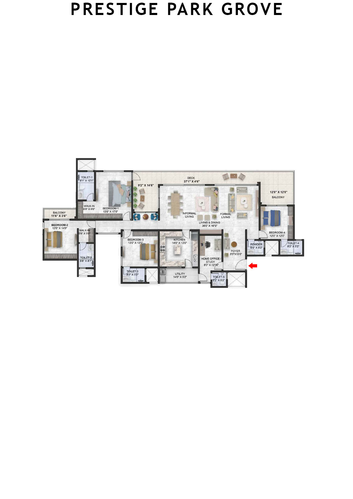 Prestige Park Grove Tower 5 Unit 2 (Type G4) Floor Plan