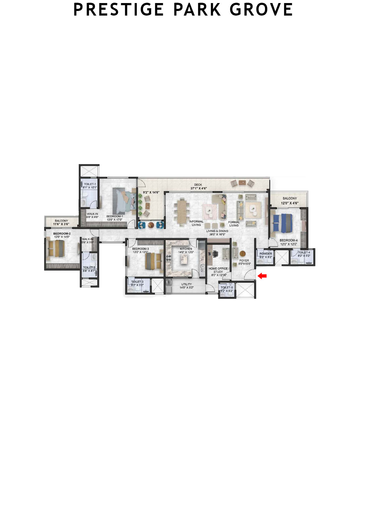Prestige Park Grove Tower 5 Unit 2 (Type G4) Floor Plan