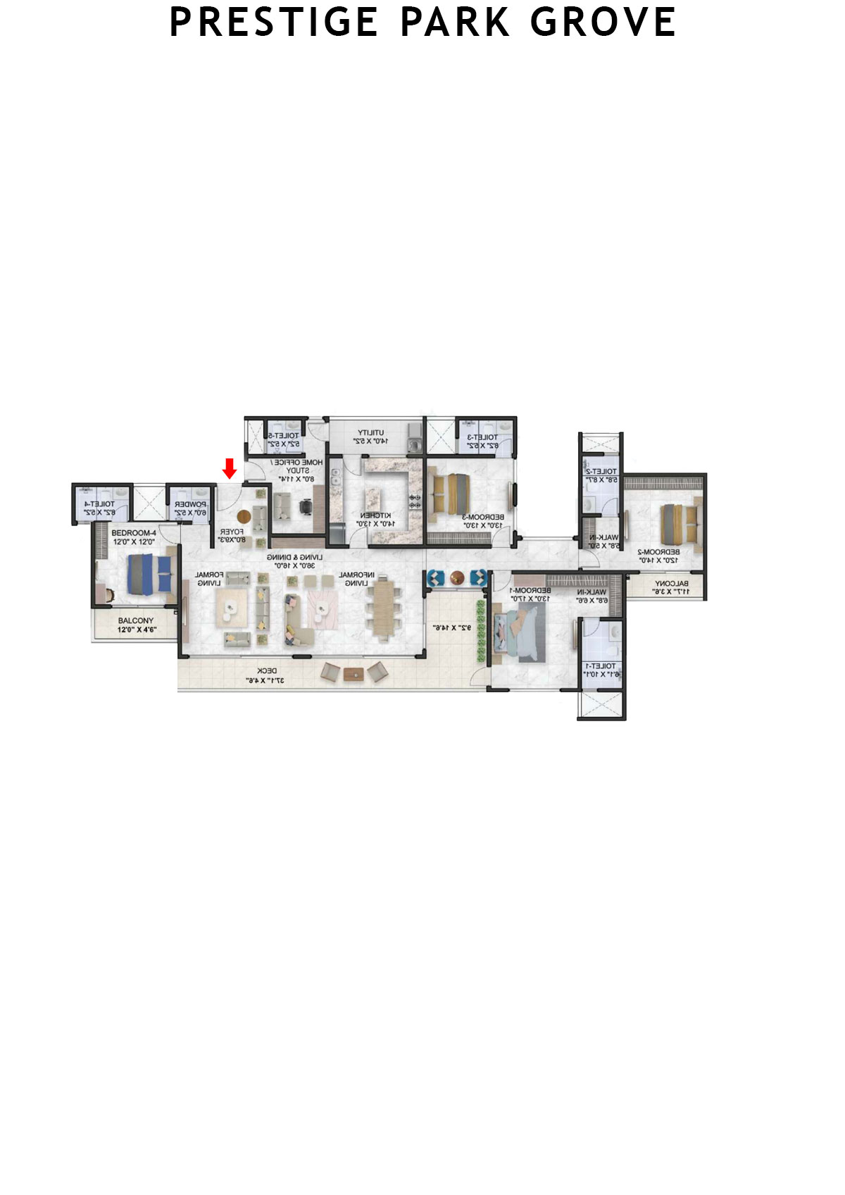 Prestige Park Grove Tower 5 Unit 4 (Type G3) Floor Plan