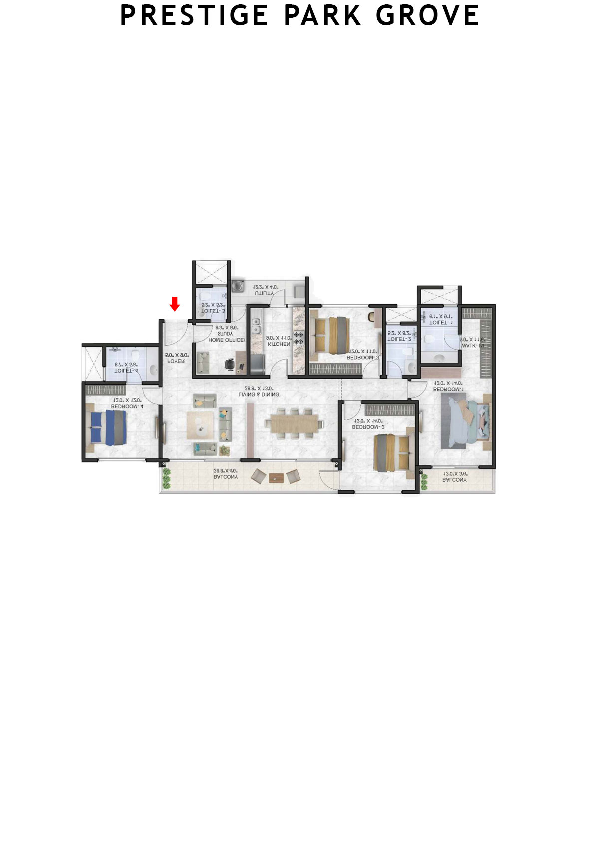 Prestige Park Grove Tower 6 Unit 2 (Type G1) Floor Plan