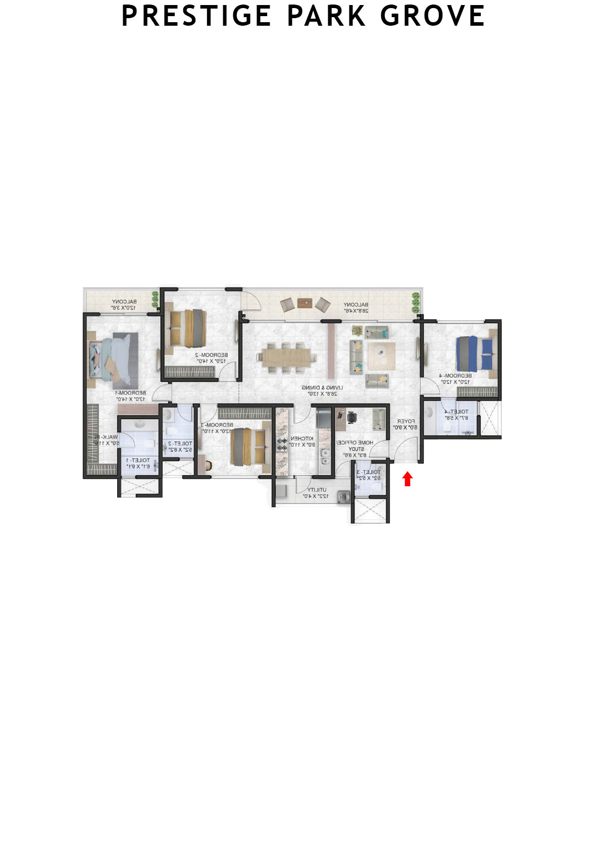 Prestige Park Grove Tower 6 Unit 4 (Type G1) Floor Plan