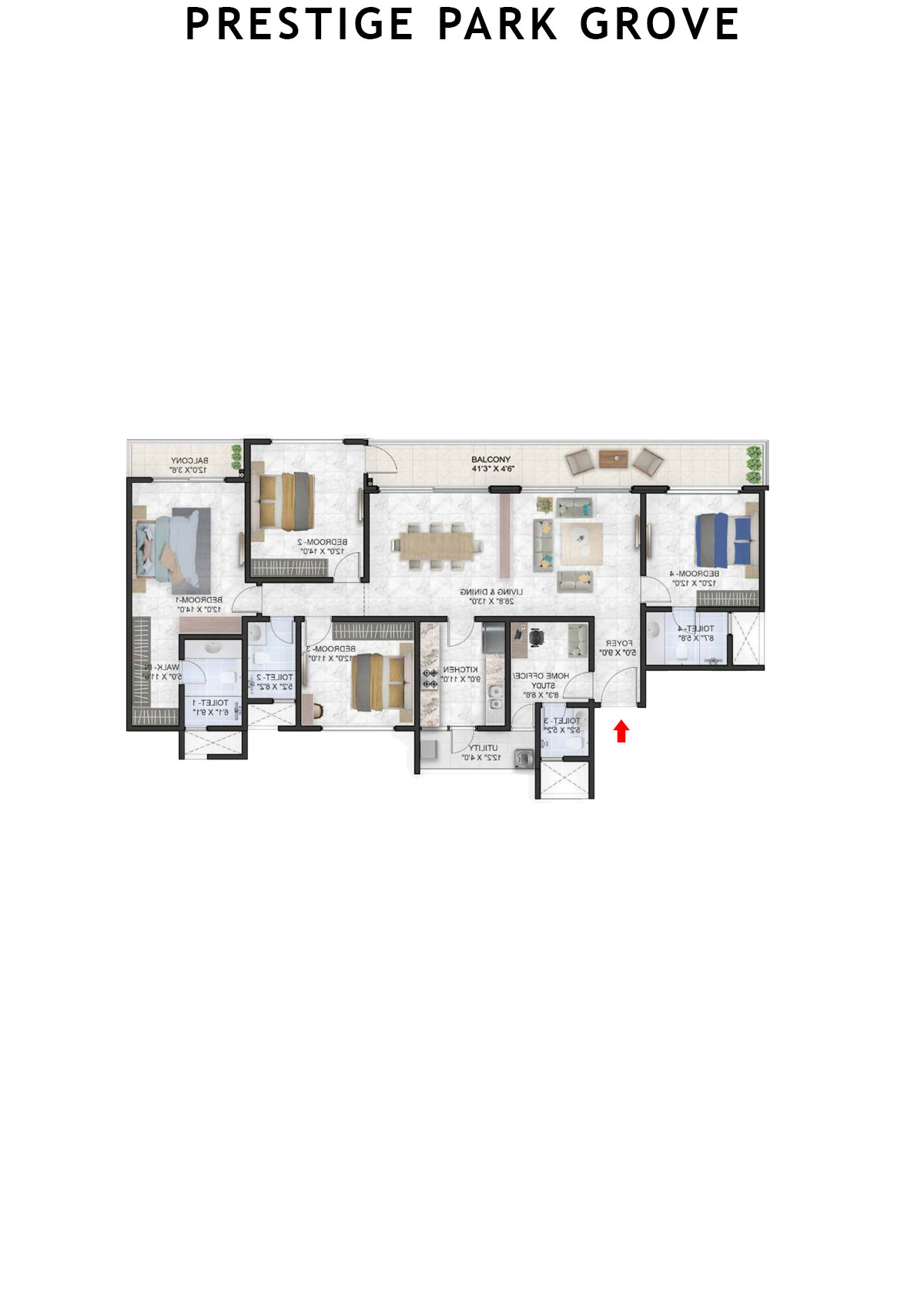 Prestige Park Grove Tower 8 Unit 4 (Type G1) Floor Plan