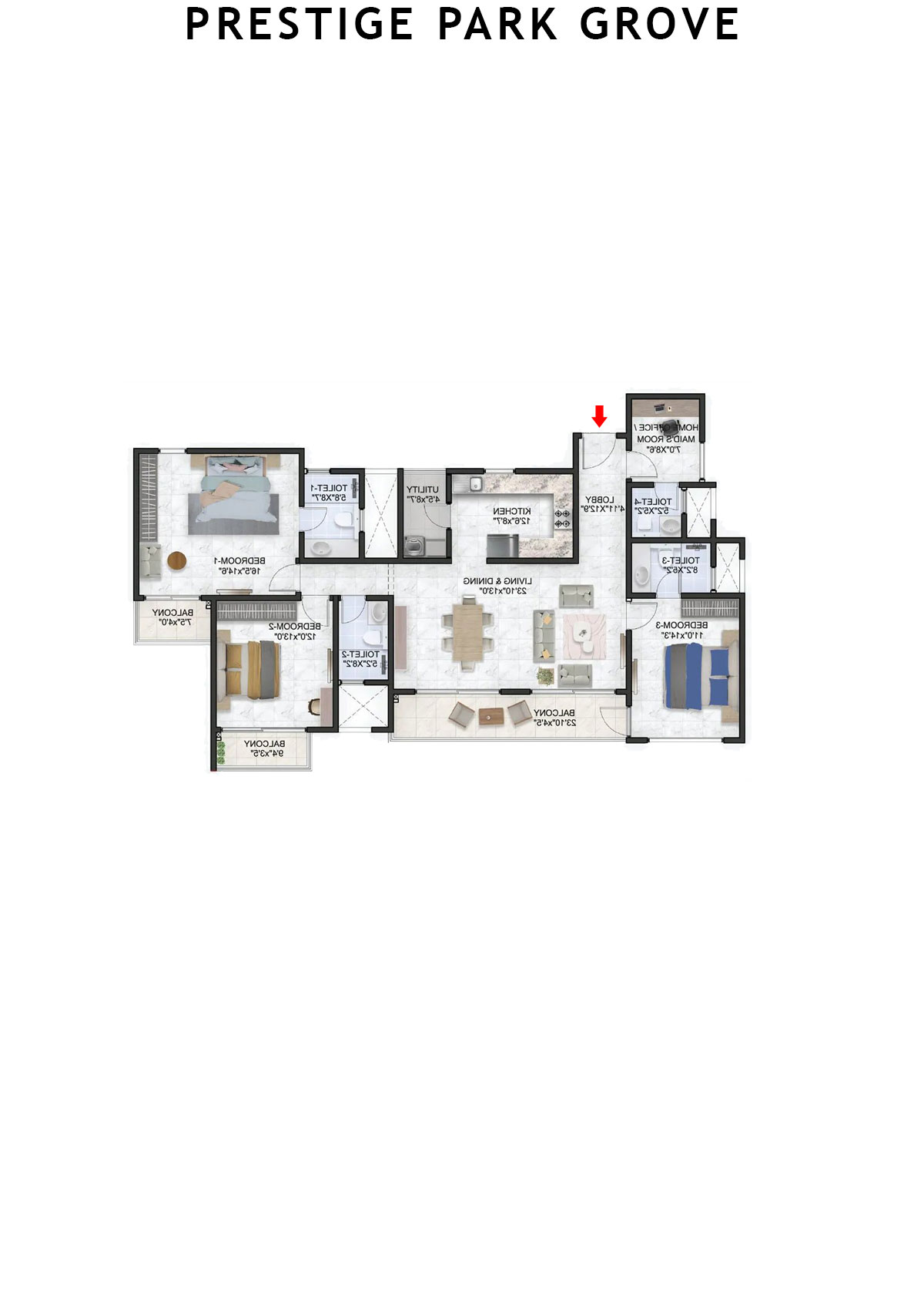 Prestige Park Grove Tower 9 Unit 6 (Type E5) Floor Plan