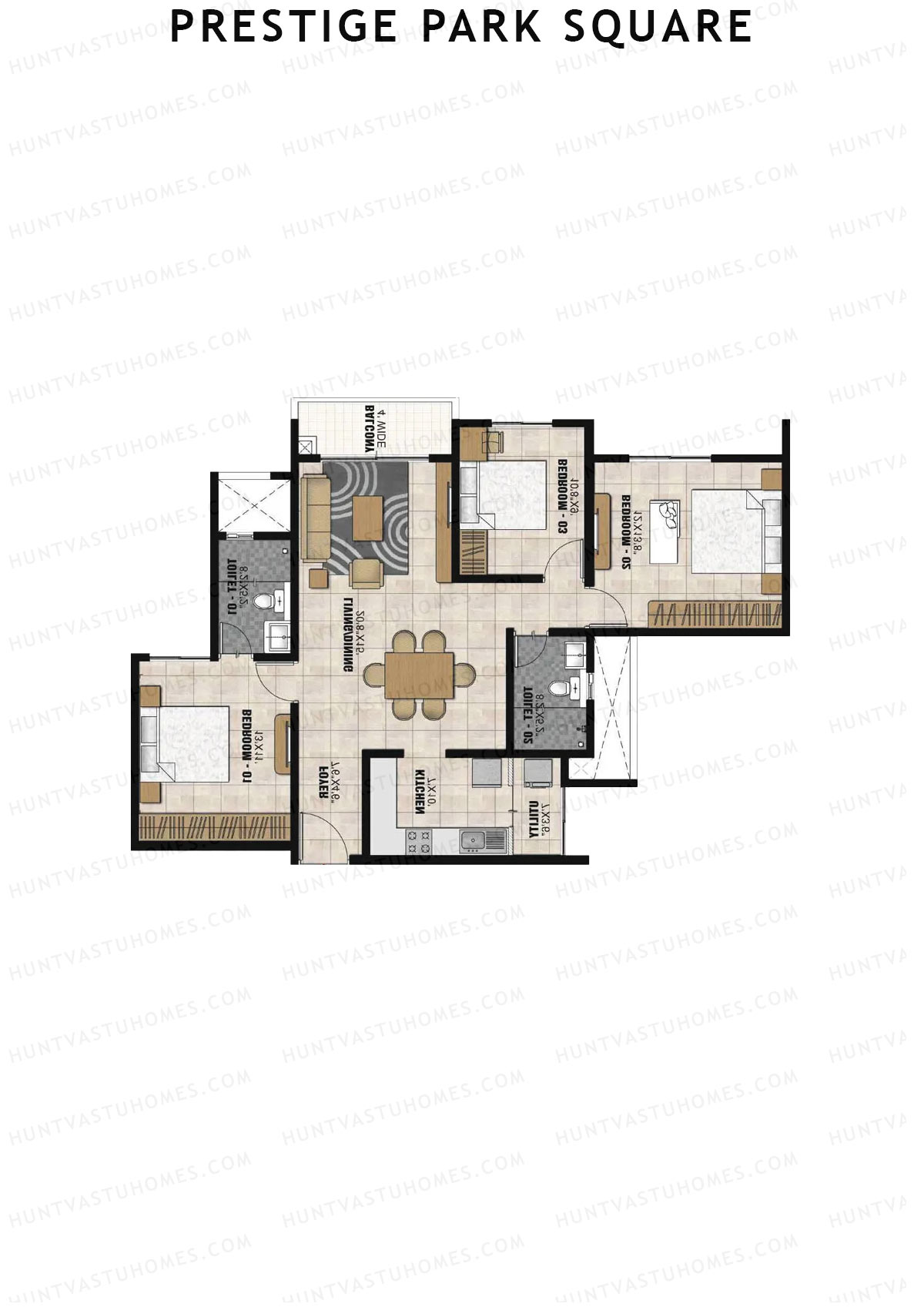 Prestige Park Square Tower 1 Unit 2 (Type C1) Floor Plan