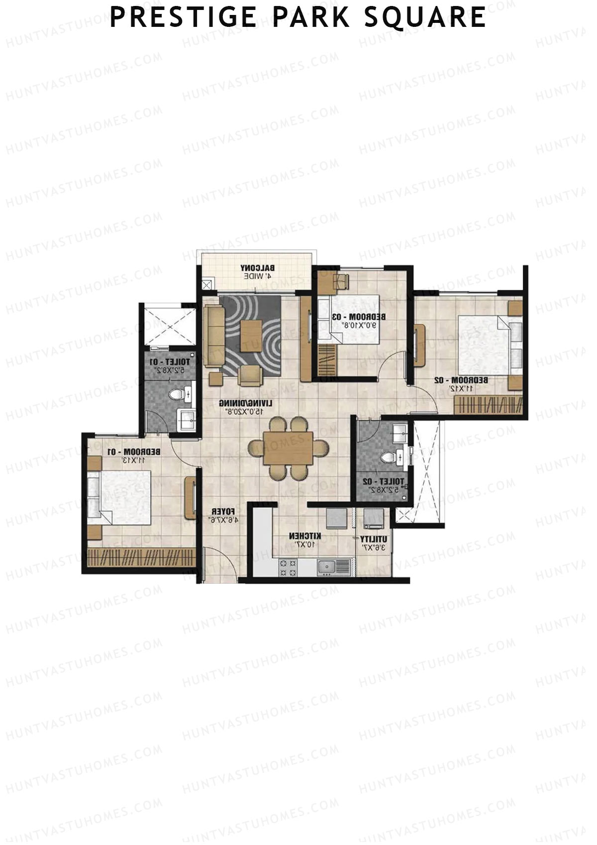 Prestige Park Square Tower 1 Unit 2 (Type C) Floor Plan