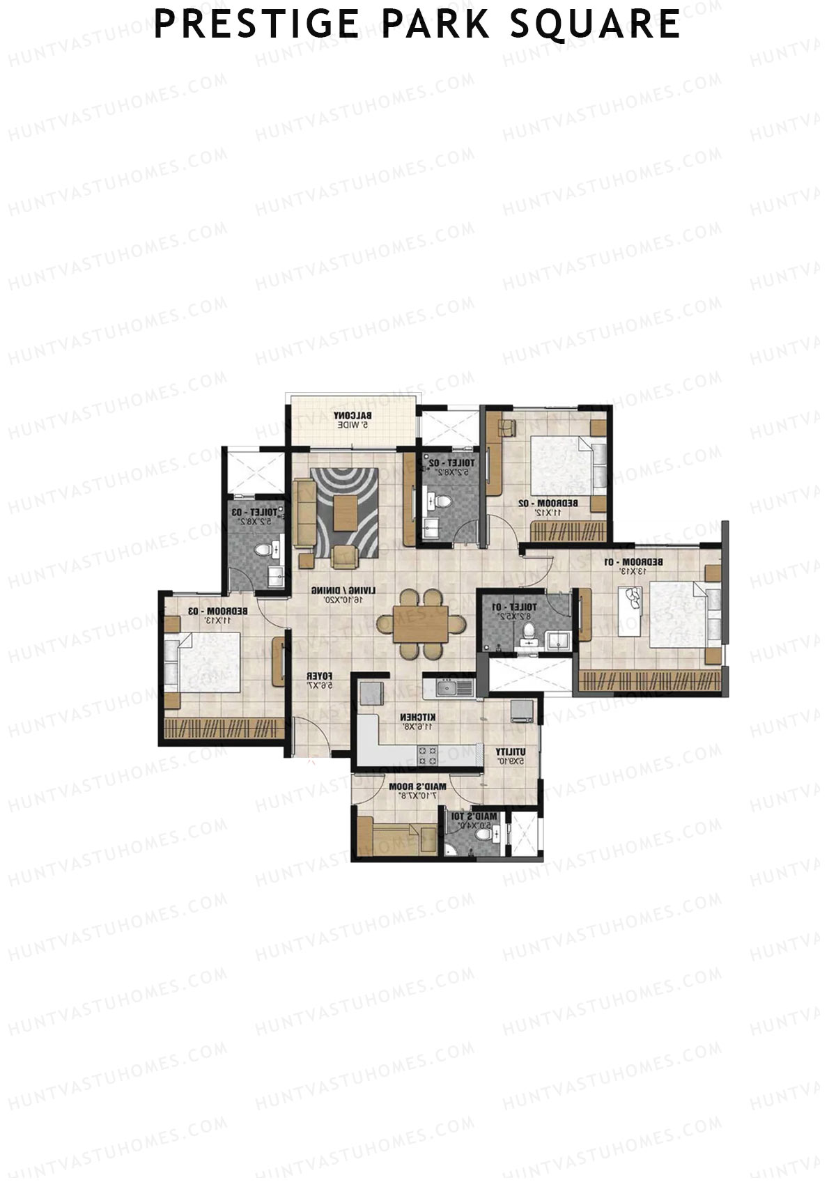 Prestige Park Square Tower 1 Unit 4 (Type F) Floor Plan