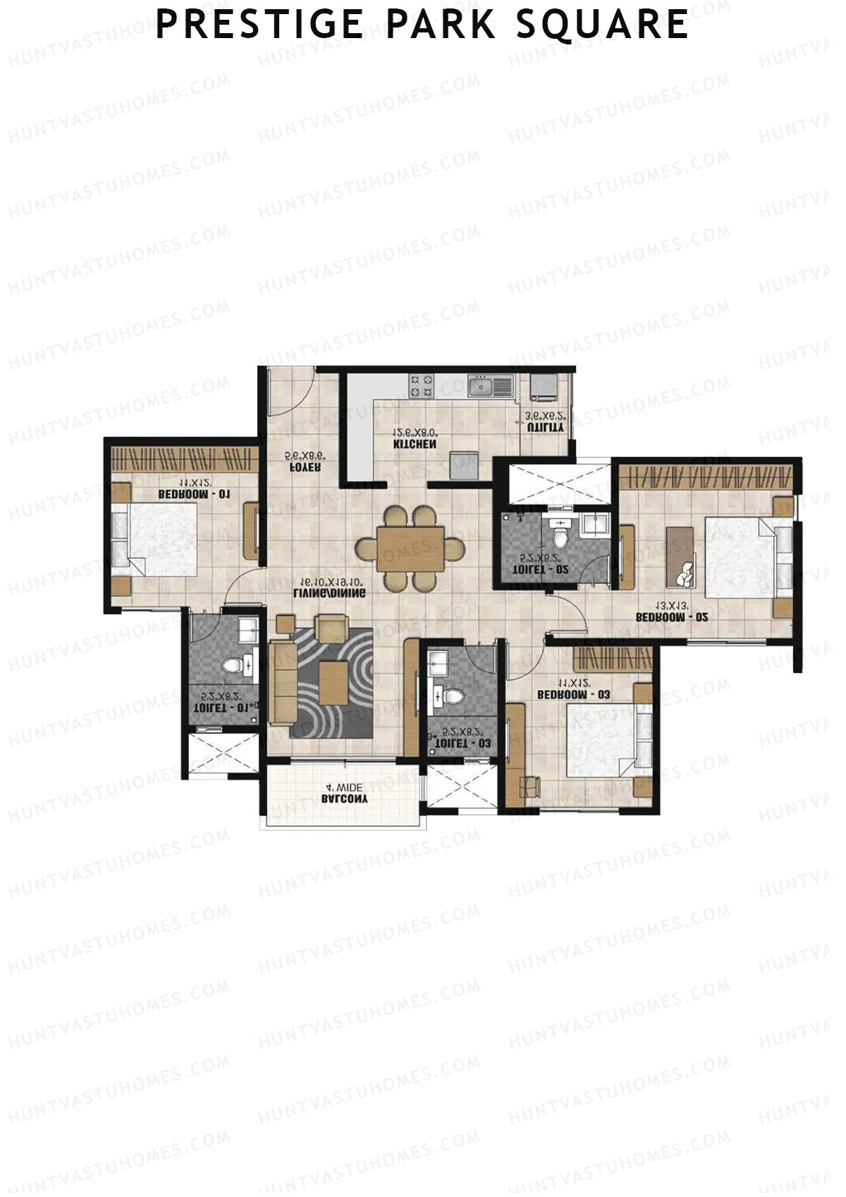 Prestige Park Square Tower 1 Unit 5 (Type E) Floor Plan