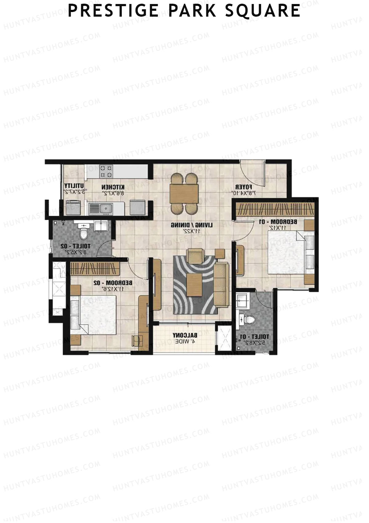Prestige Park Square Tower 1 Unit 6 (Type B) Floor Plan