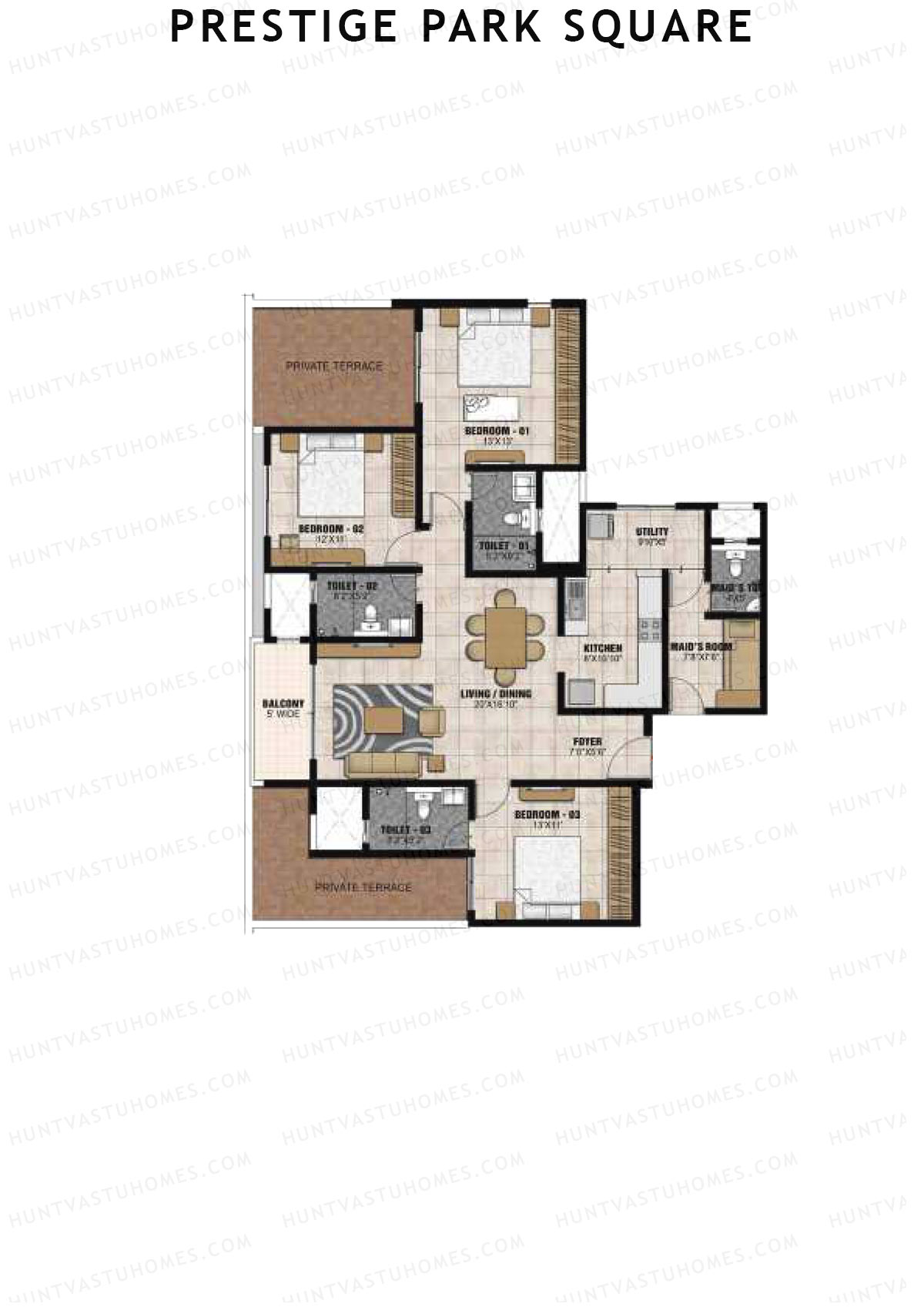 Prestige Park Square Tower 1 Unit 8 (Type F1) Floor Plan
