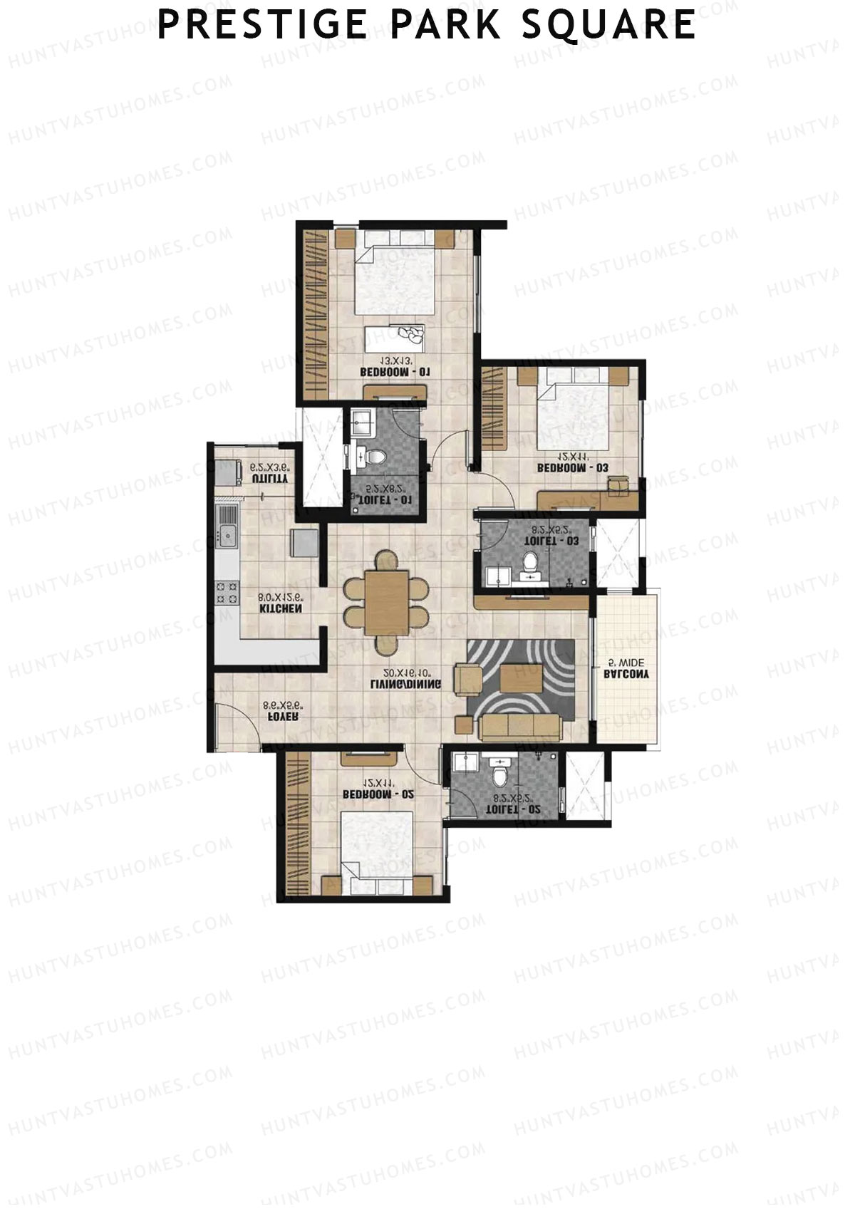 Prestige Park Square Tower 2 Unit 2 (Type D) Floor Plan