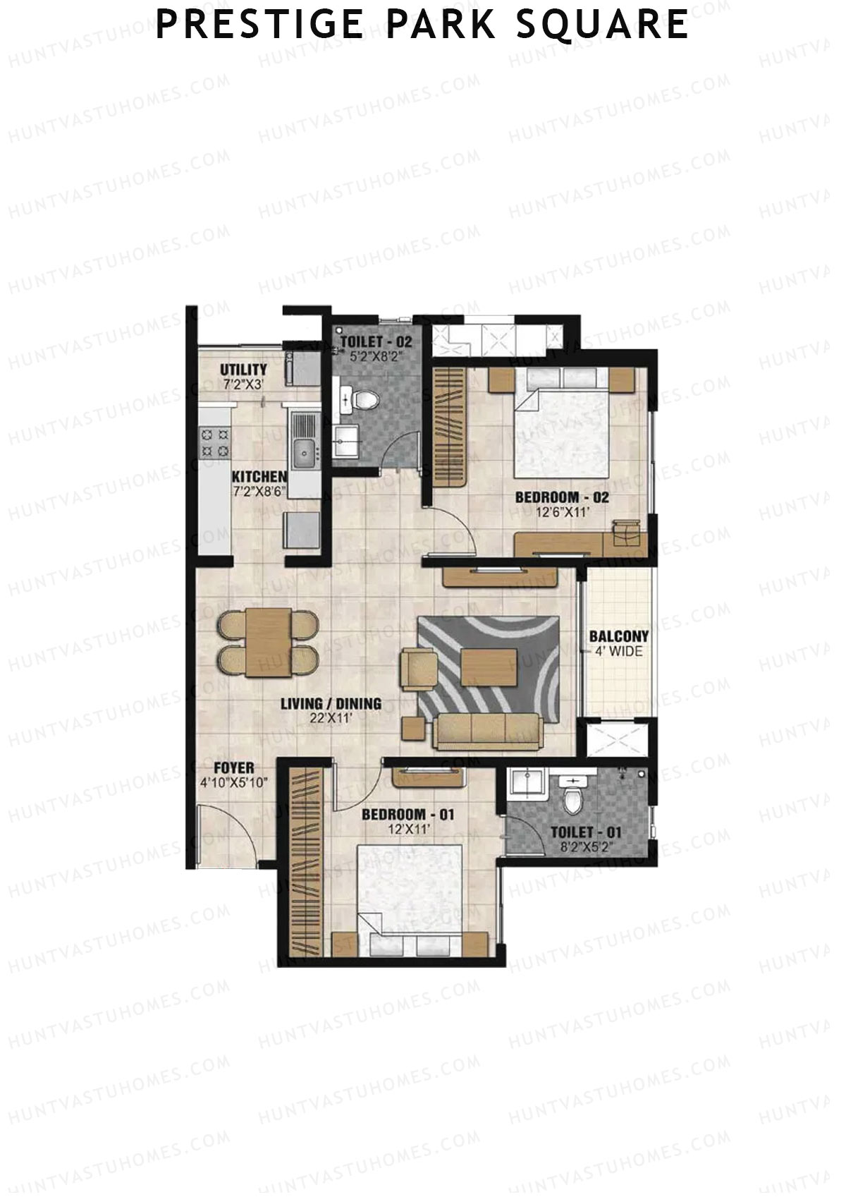 Prestige Park Square Tower 2 Unit 4 (Type A) Floor Plan
