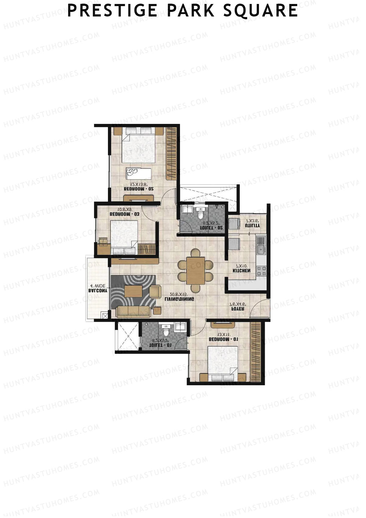 Prestige Park Square Tower 2 Unit 7 (Type C1) Floor Plan