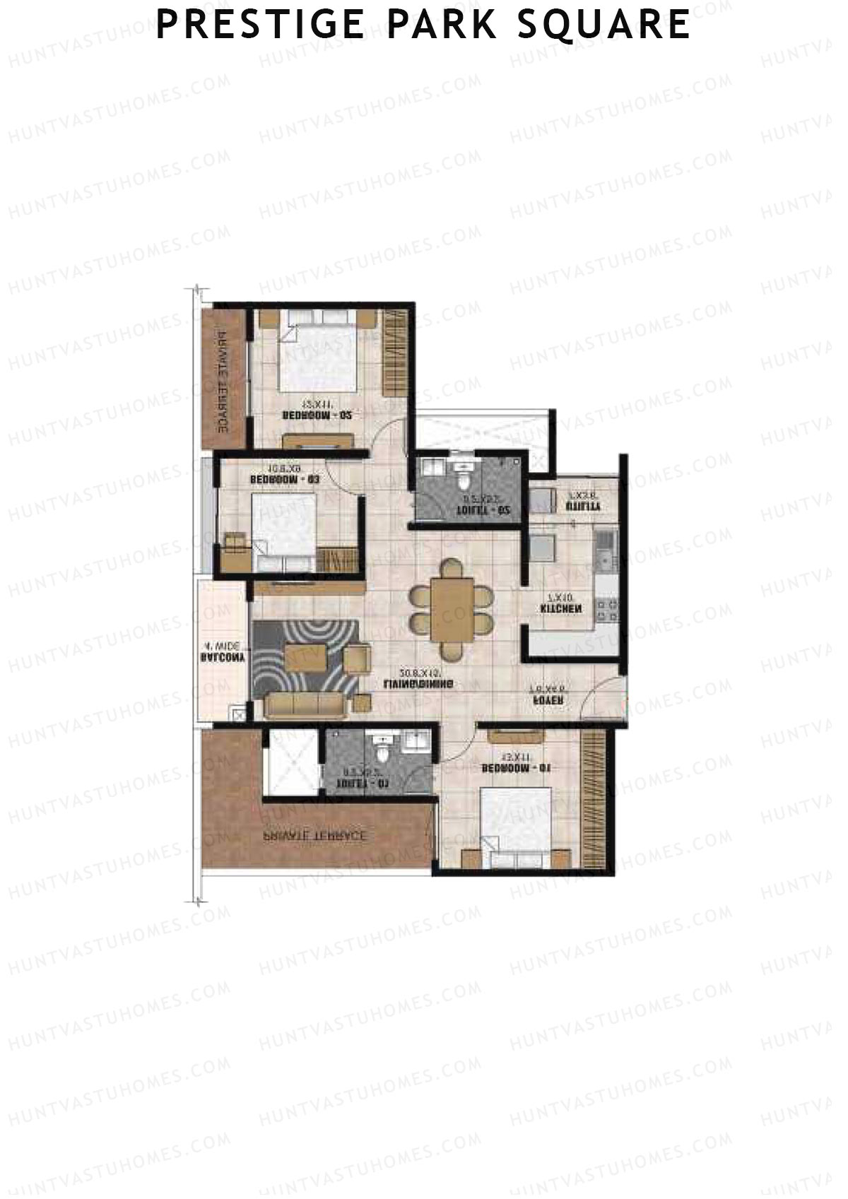 Prestige Park Square Tower 2 Unit 7 (Type C2) Floor Plan