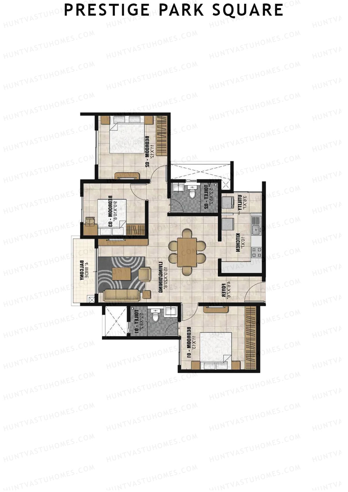 Prestige Park Square Tower 2 Unit 7 (Type C) Floor Plan