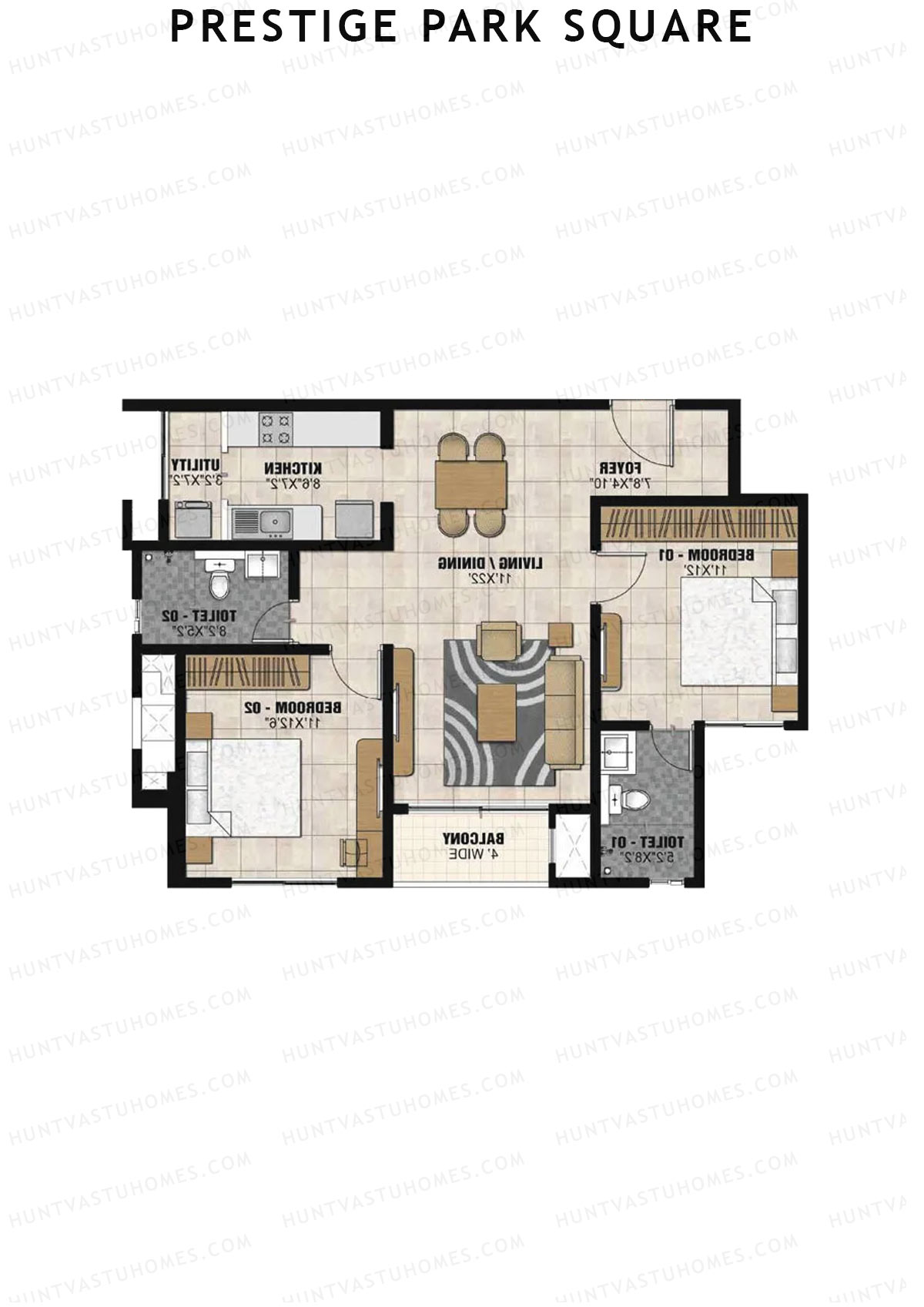 Prestige Park Square Tower 3 Unit 6 (Type B) Floor Plan