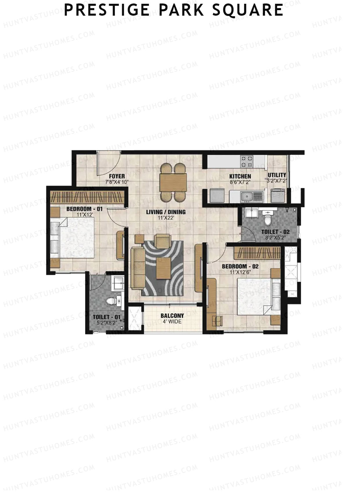 Prestige Park Square Tower 3 Unit 7 (Type B) Floor Plan