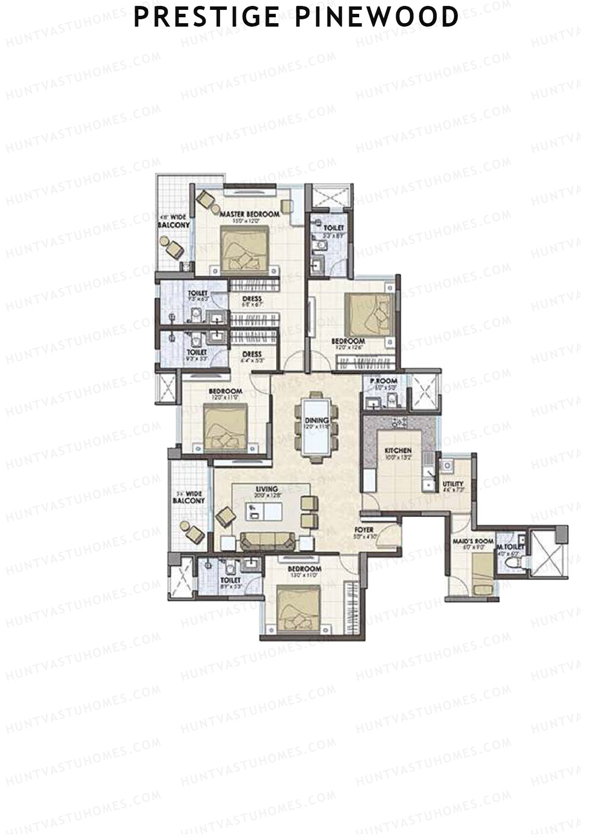 Prestige Pinewood Tower 1 Unit 2 (Type F1) Floor Plan