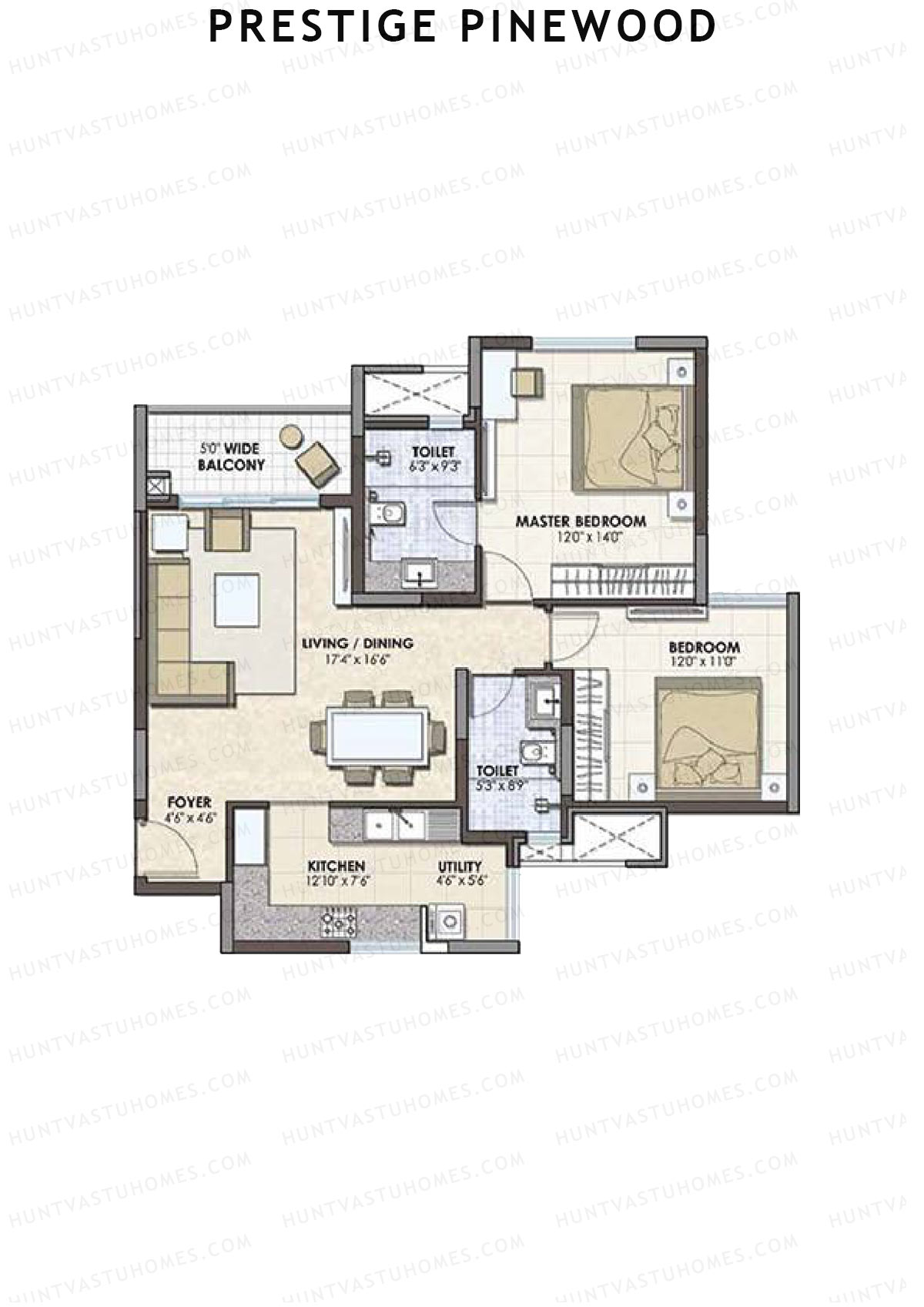 Prestige Pinewood Tower 2 Unit 1 (Type A) Floor Plan