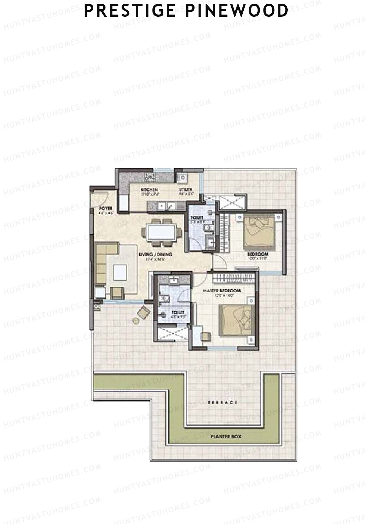 Prestige Pinewood Tower 2 Unit 2 (Type A1) Floor Plan