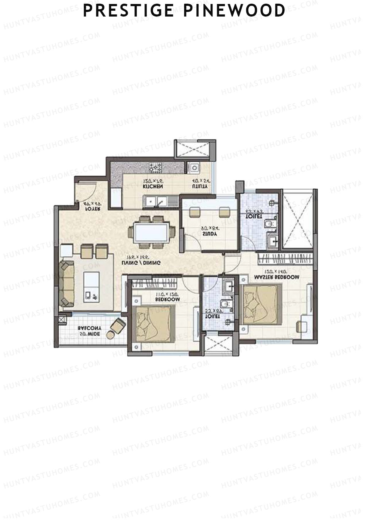 Prestige Pinewood Tower 2 Unit 3 (Type B1) Floor Plan