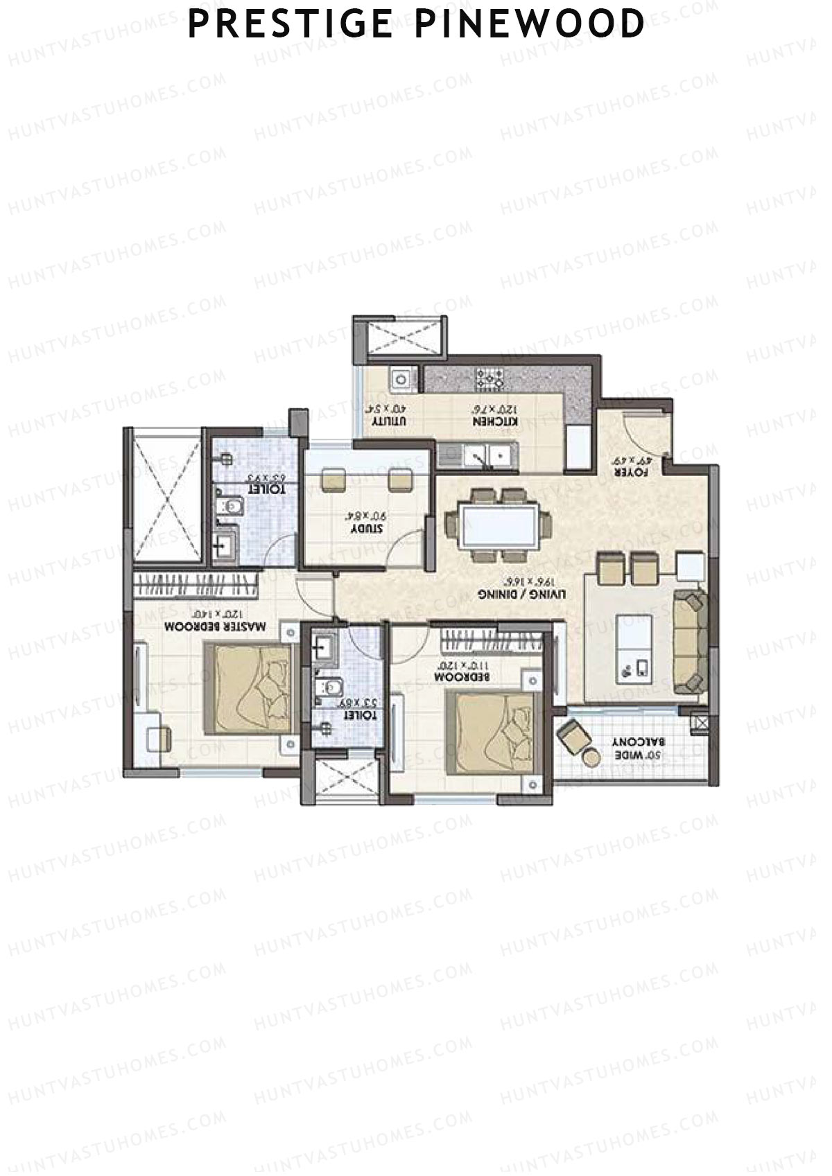 Prestige Pinewood Tower 2 Unit 4 (Type B1) Floor Plan