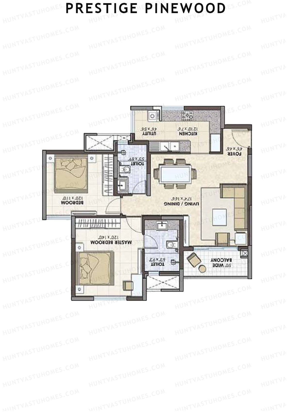 Prestige Pinewood Tower 2 Unit 5 (Type A) Floor Plan