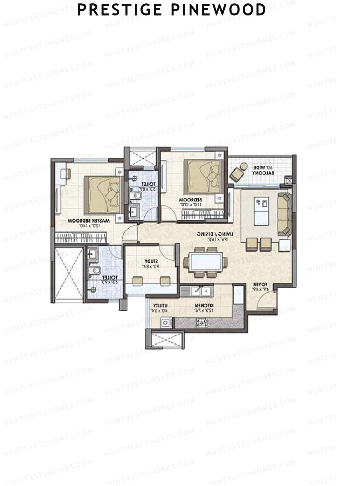 Prestige Pinewood Tower 2 Unit 7 (Type B) Floor Plan