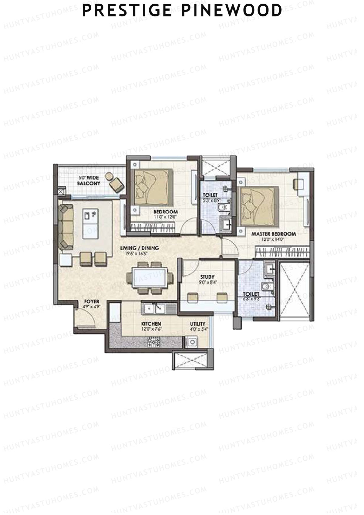 Prestige Pinewood Tower 2 Unit 8 (Type B) Floor Plan
