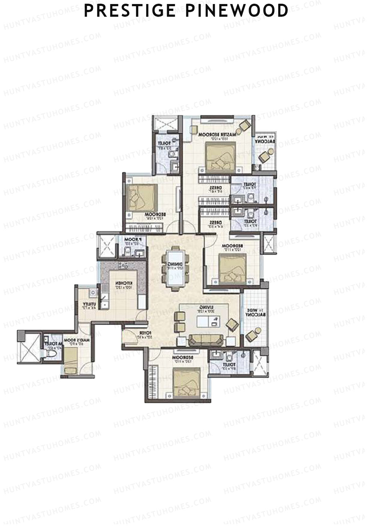 Prestige Pinewood Tower 3 Unit 4 (Type F) Floor Plan