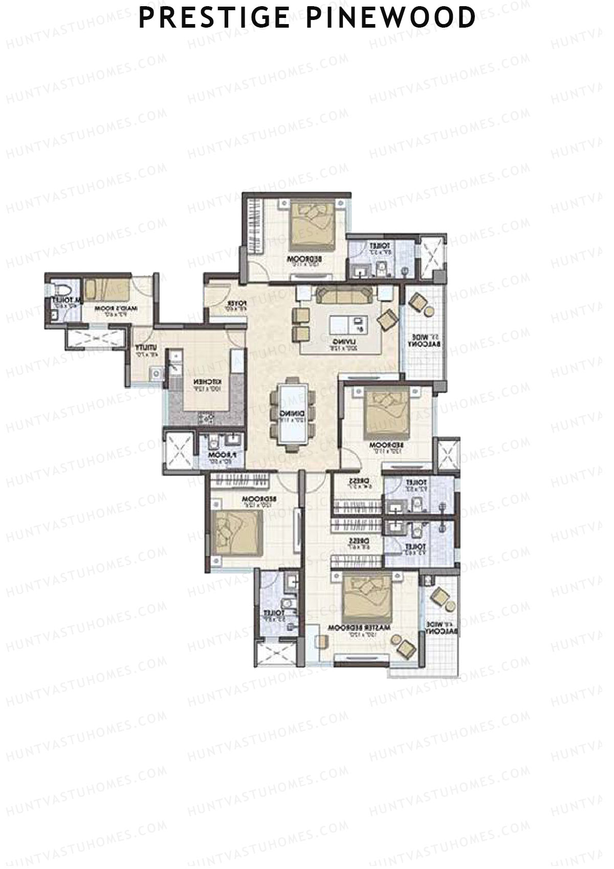Prestige Pinewood Tower 3 Unit 5 (Type E1) Floor Plan