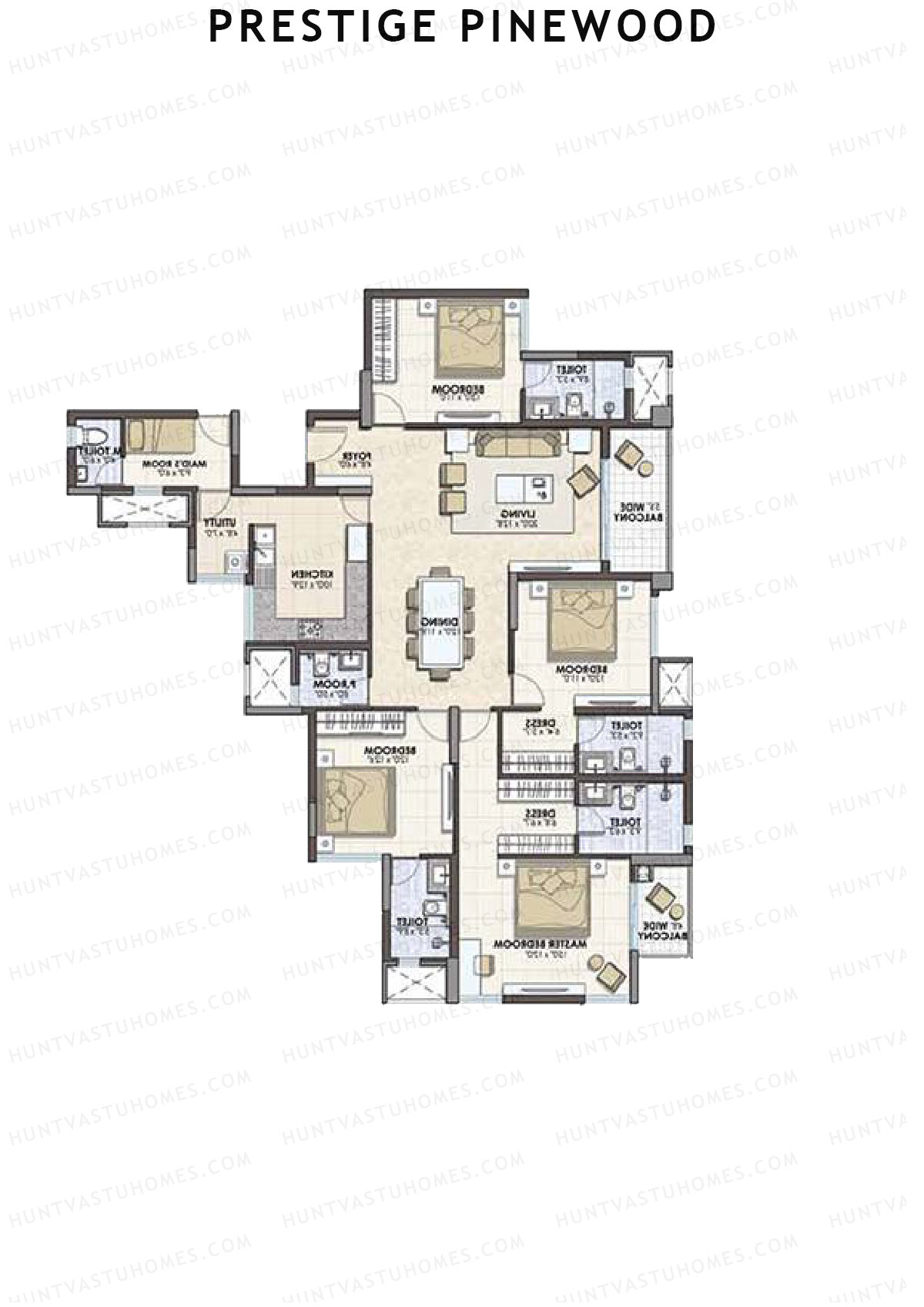 Prestige Pinewood Tower 3 Unit 5 (Type E) Floor Plan