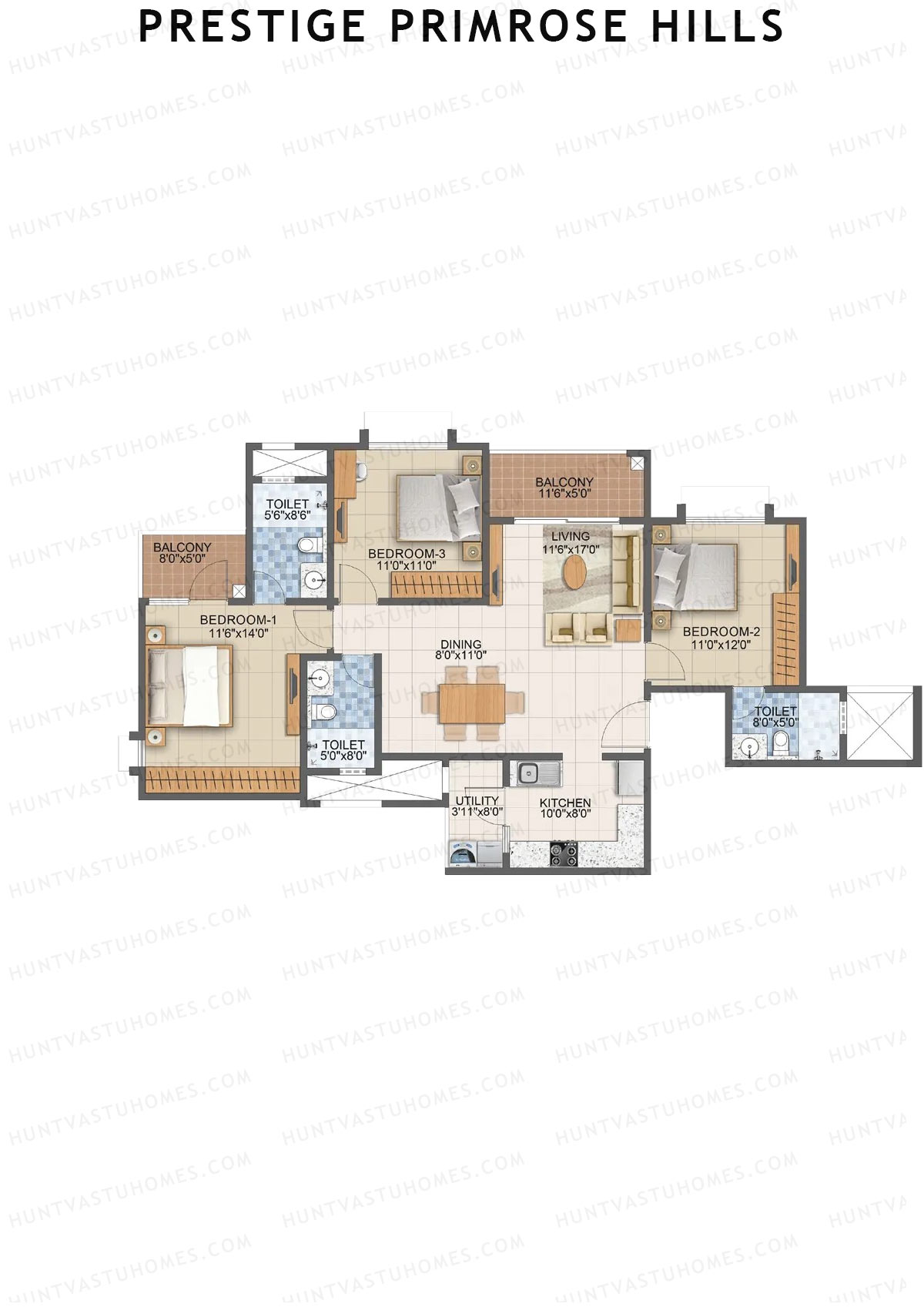 Prestige Primrose Hills Tower 10 Unit 5 (Type R1) Floor Plan