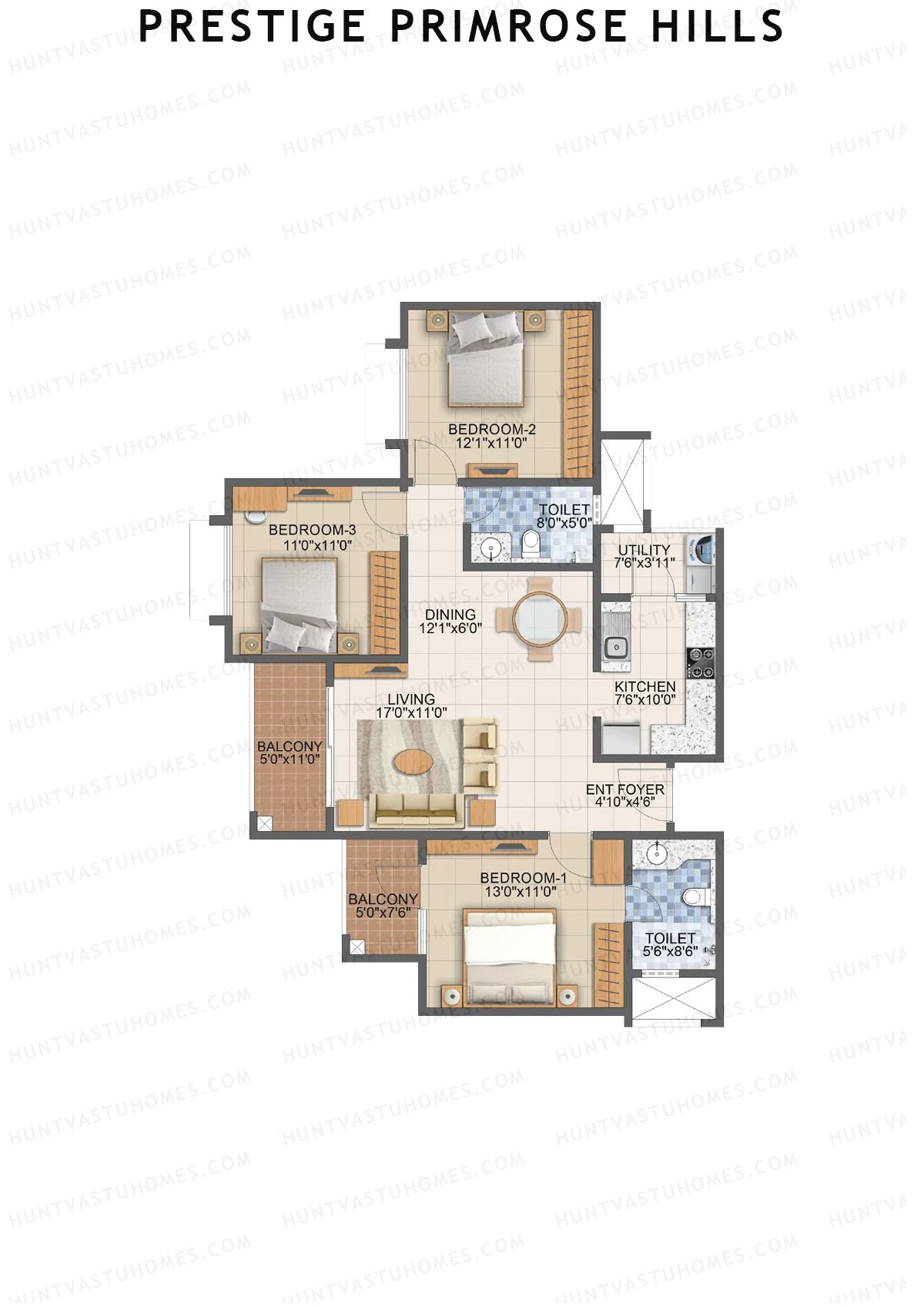 Prestige Primrose Hills Tower 10 Unit 6 (Type Q) Floor Plan