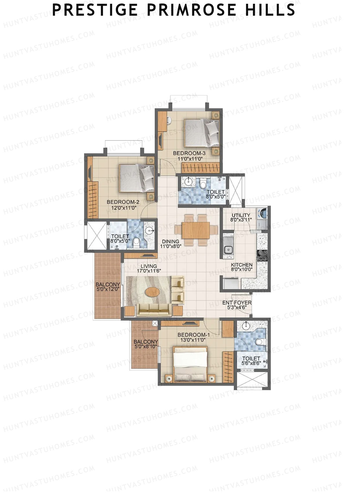 Prestige Primrose Hills Tower 10 Unit 7 (Type S) Floor Plan