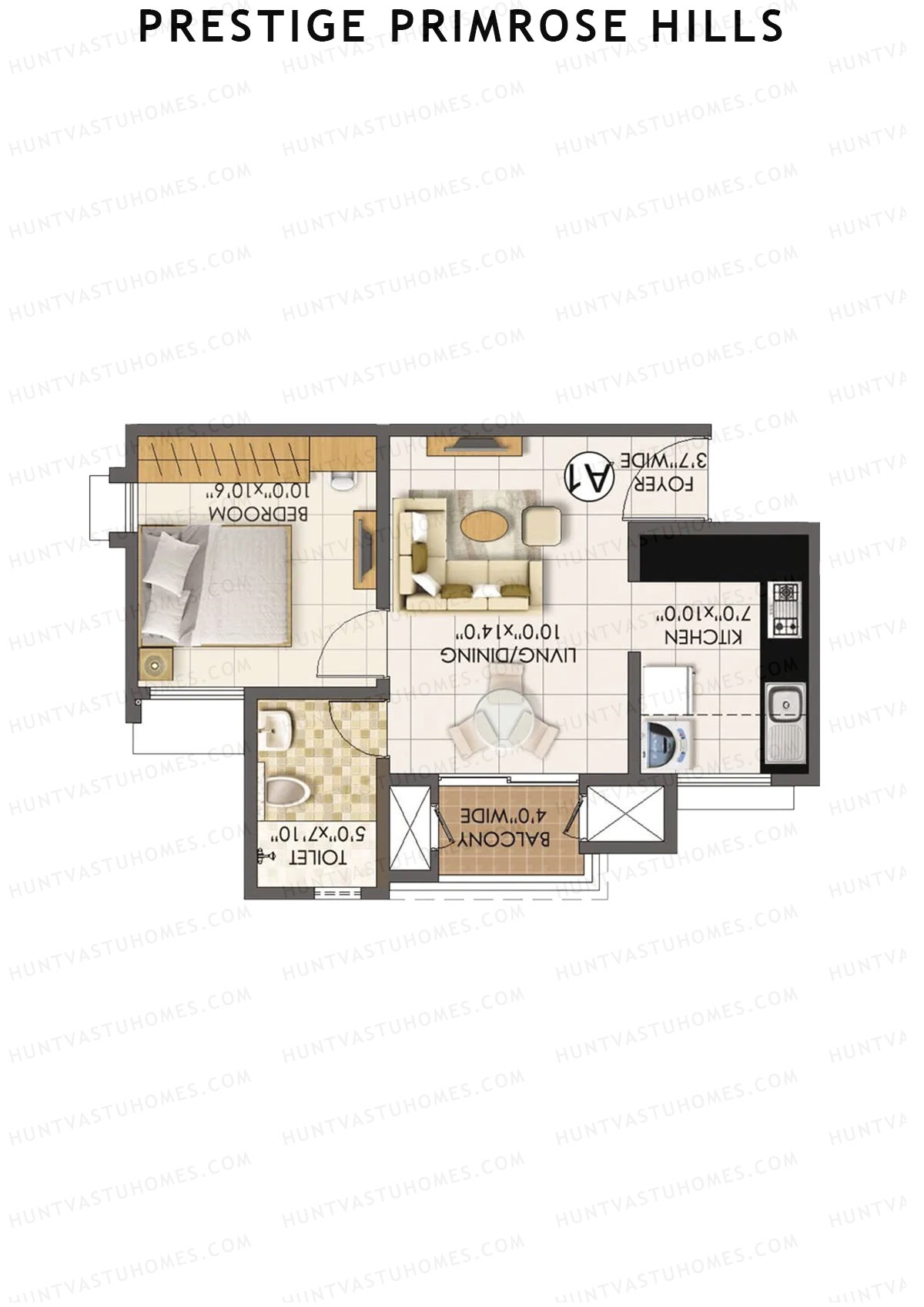 Prestige Primrose Hills Tower 13 Unit 3 (Type A1) Floor Plan