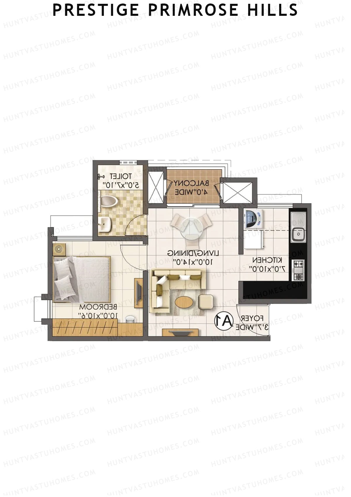 Prestige Primrose Hills Tower 13 Unit 4 (Type A1) Floor Plan
