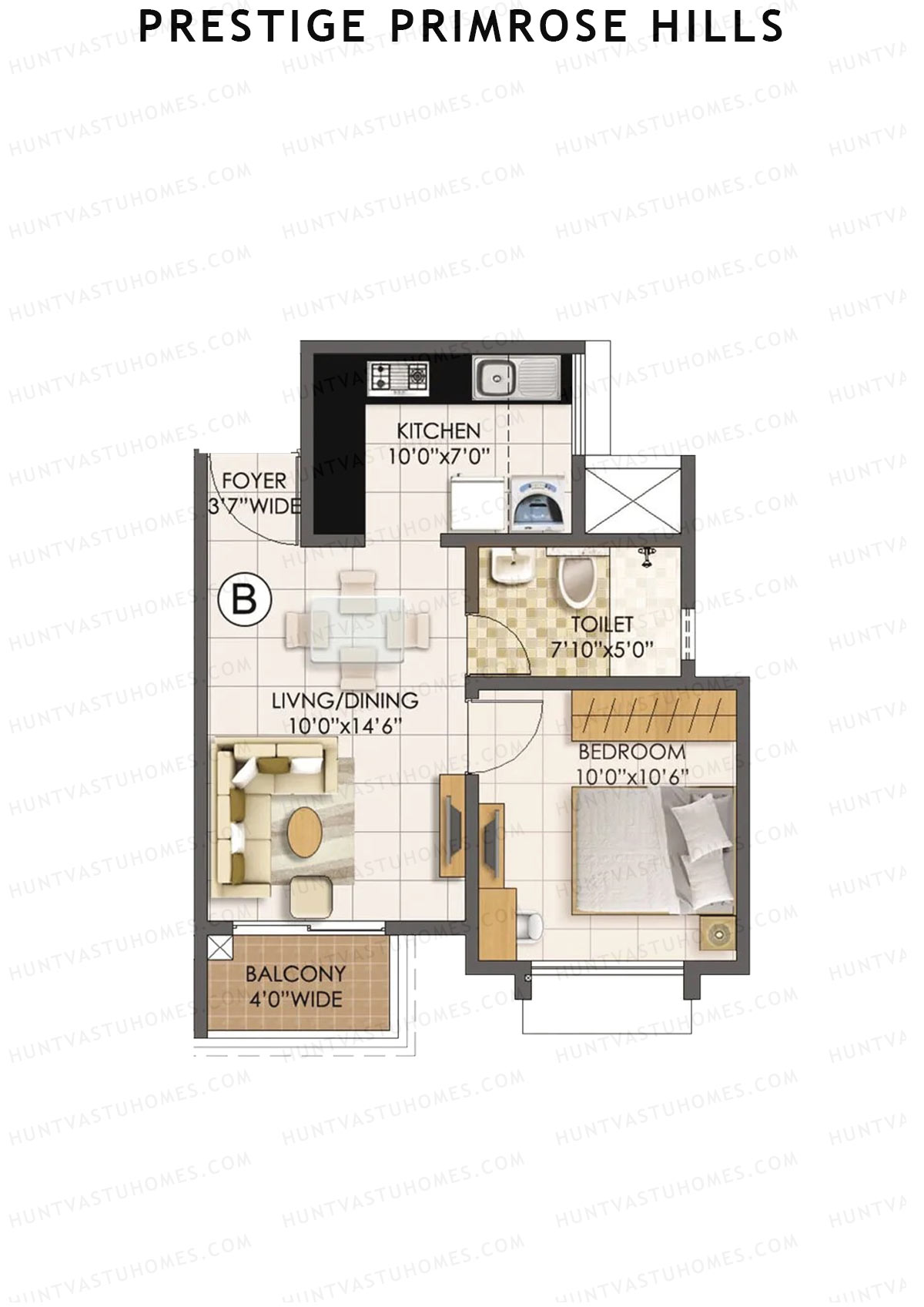 Prestige Primrose Hills Tower 14 Unit 1 (Type B) Floor Plan