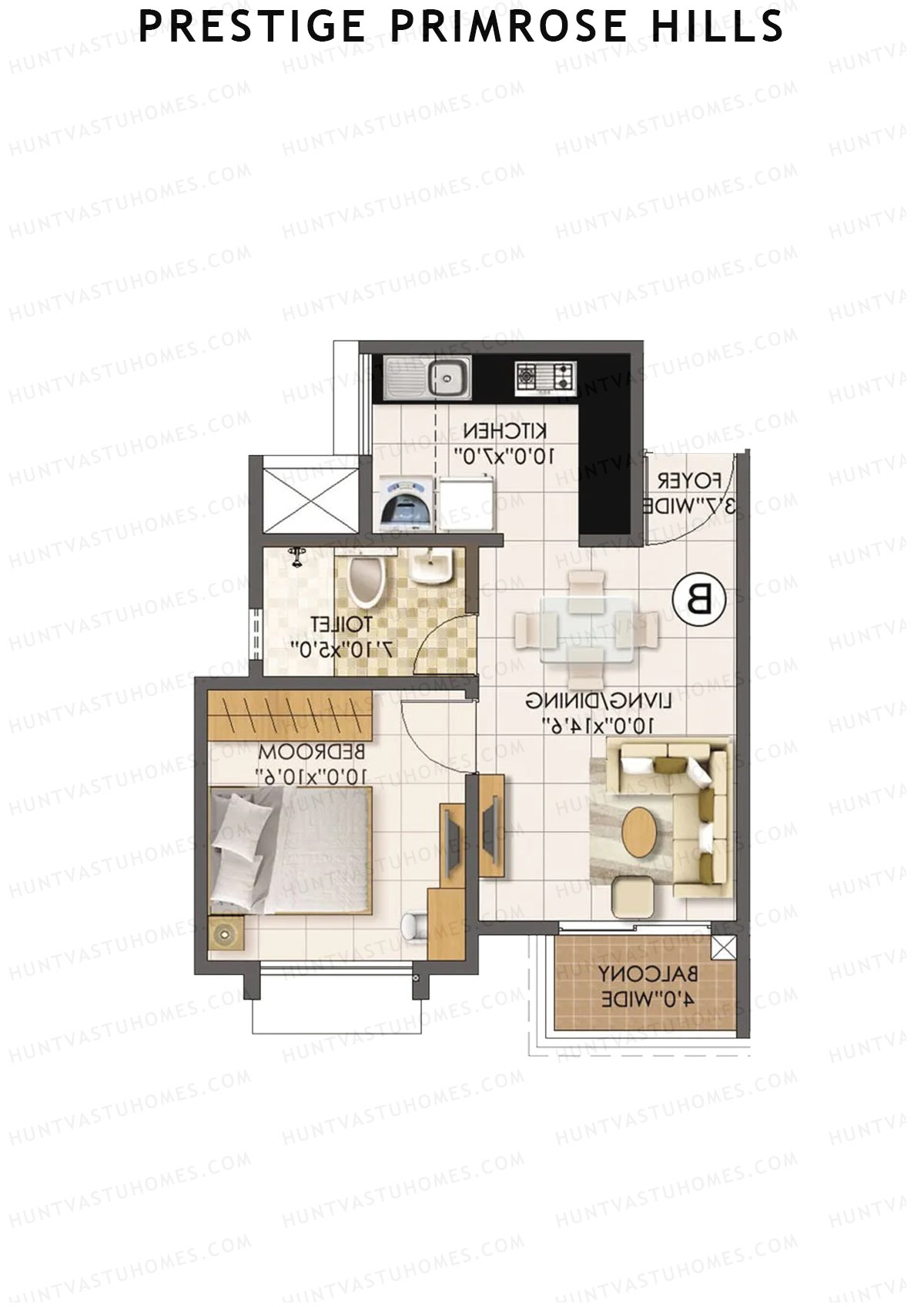 Prestige Primrose Hills Tower 14 Unit 2 (Type B) Floor Plan
