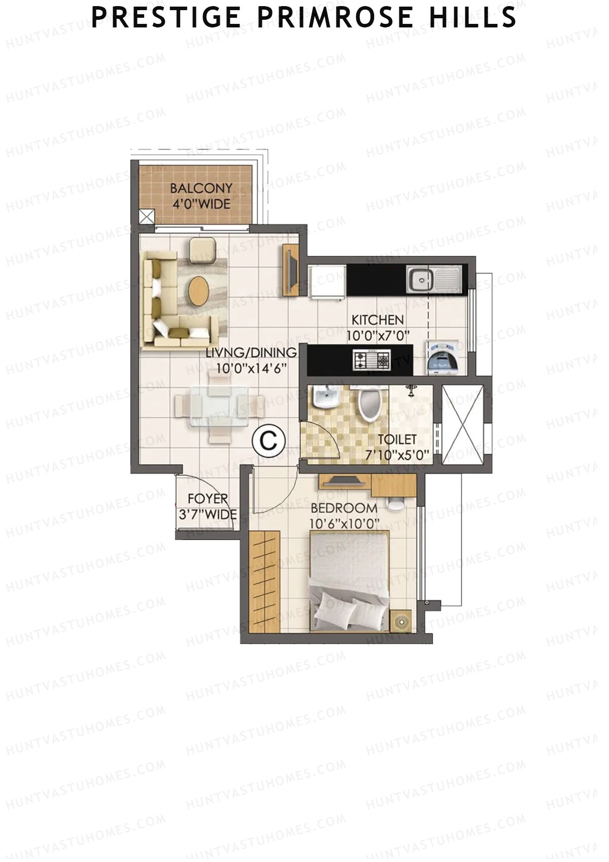 Prestige Primrose Hills Tower 14 Unit 6 (Type C) Floor Plan