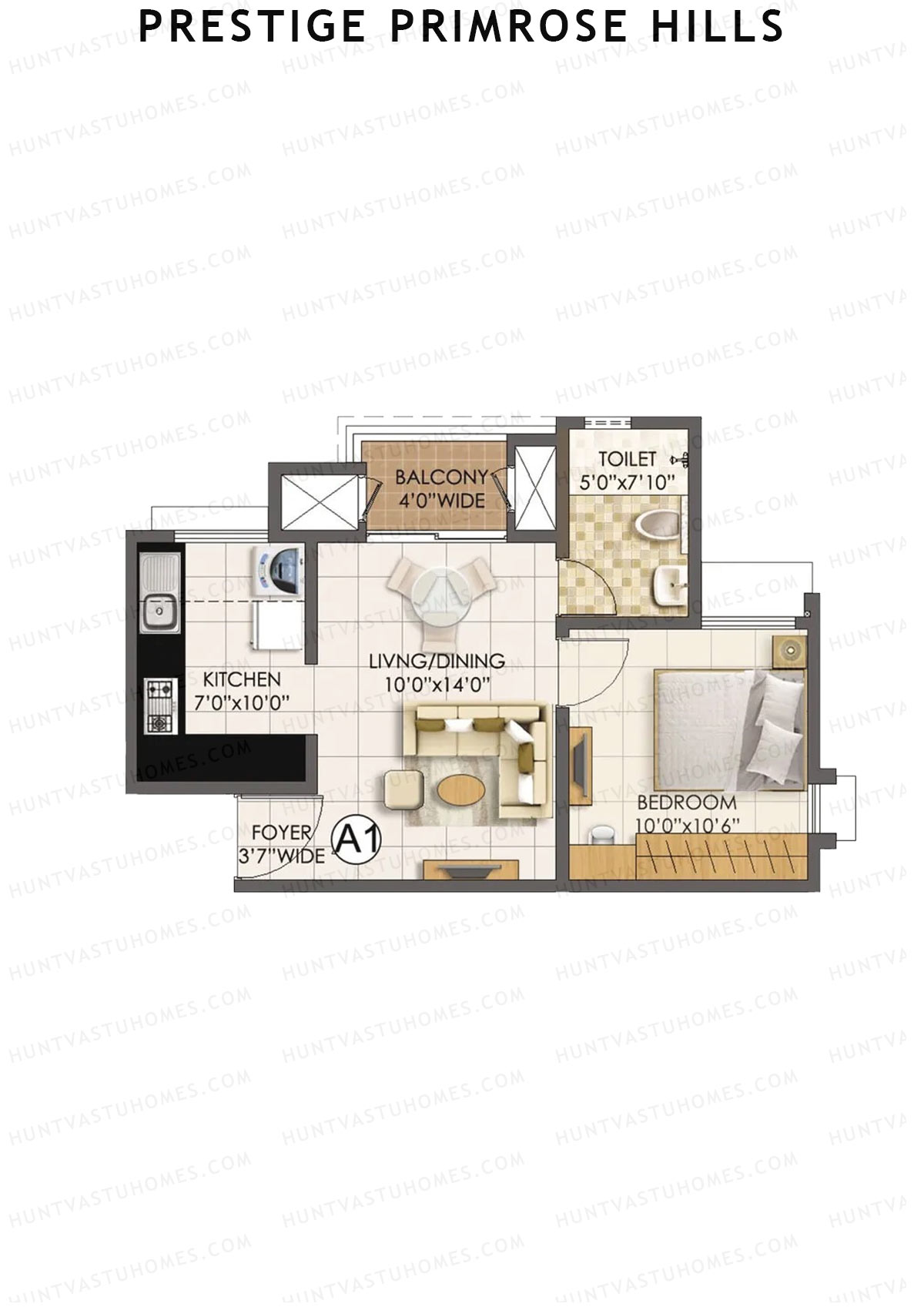 Prestige Primrose Hills Tower 15 Unit 7 (Type A1) Floor Plan