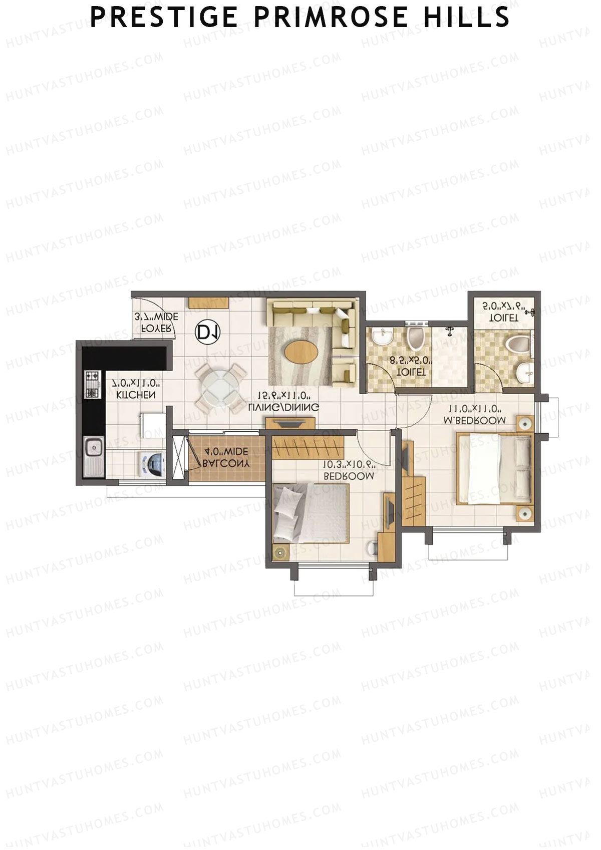 Prestige Primrose Hills Tower 1 Unit 2 (Type D1) Floor Plan