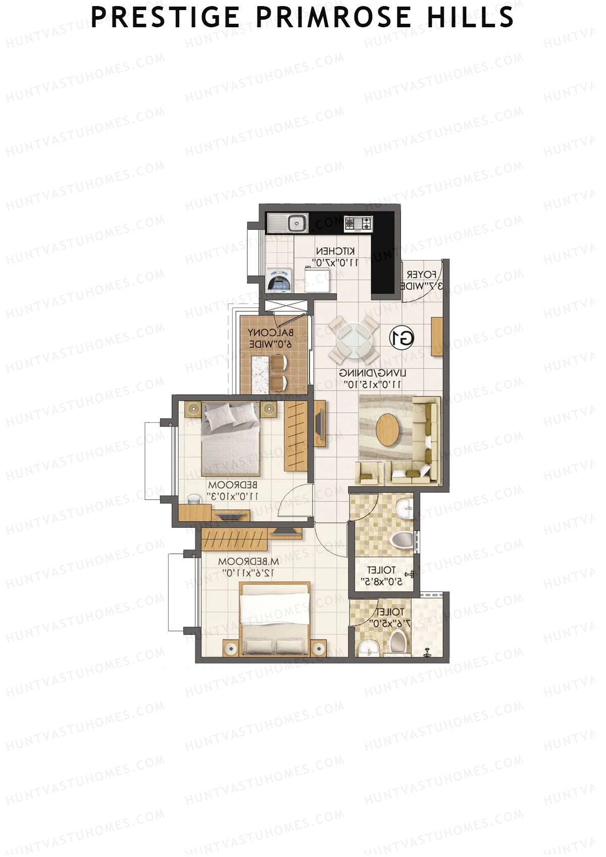 Prestige Primrose Hills Tower 1 Unit 4 (Type G1) Floor Plan