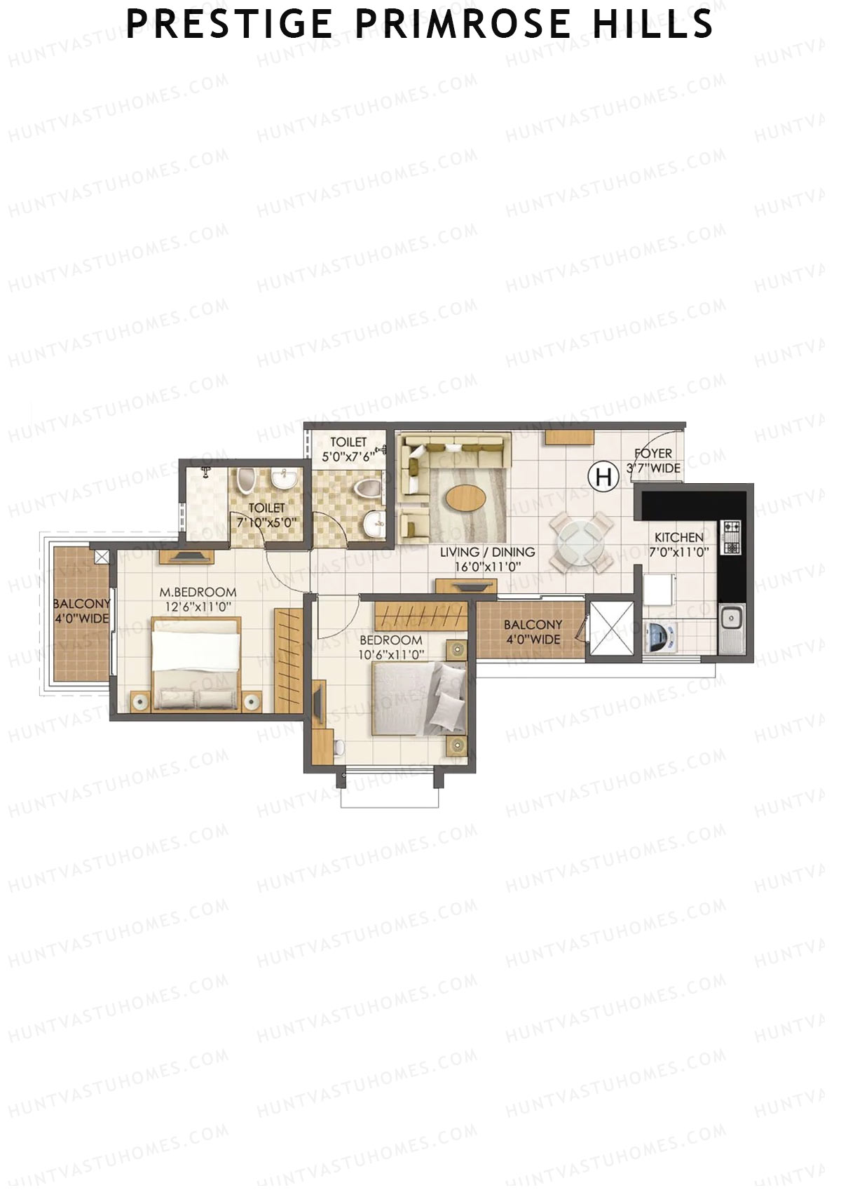 Prestige Primrose Hills Tower 1 Unit 5 (Type H) Floor Plan