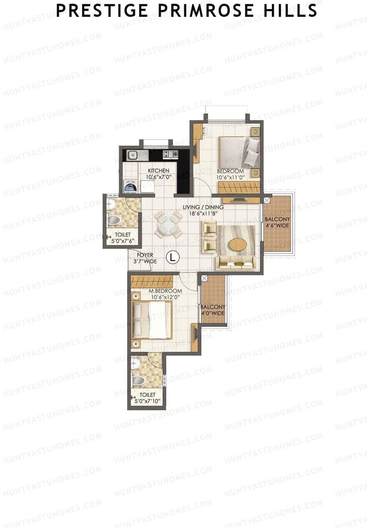 Prestige Primrose Hills Tower 1 Unit 8 (Type L) Floor Plan